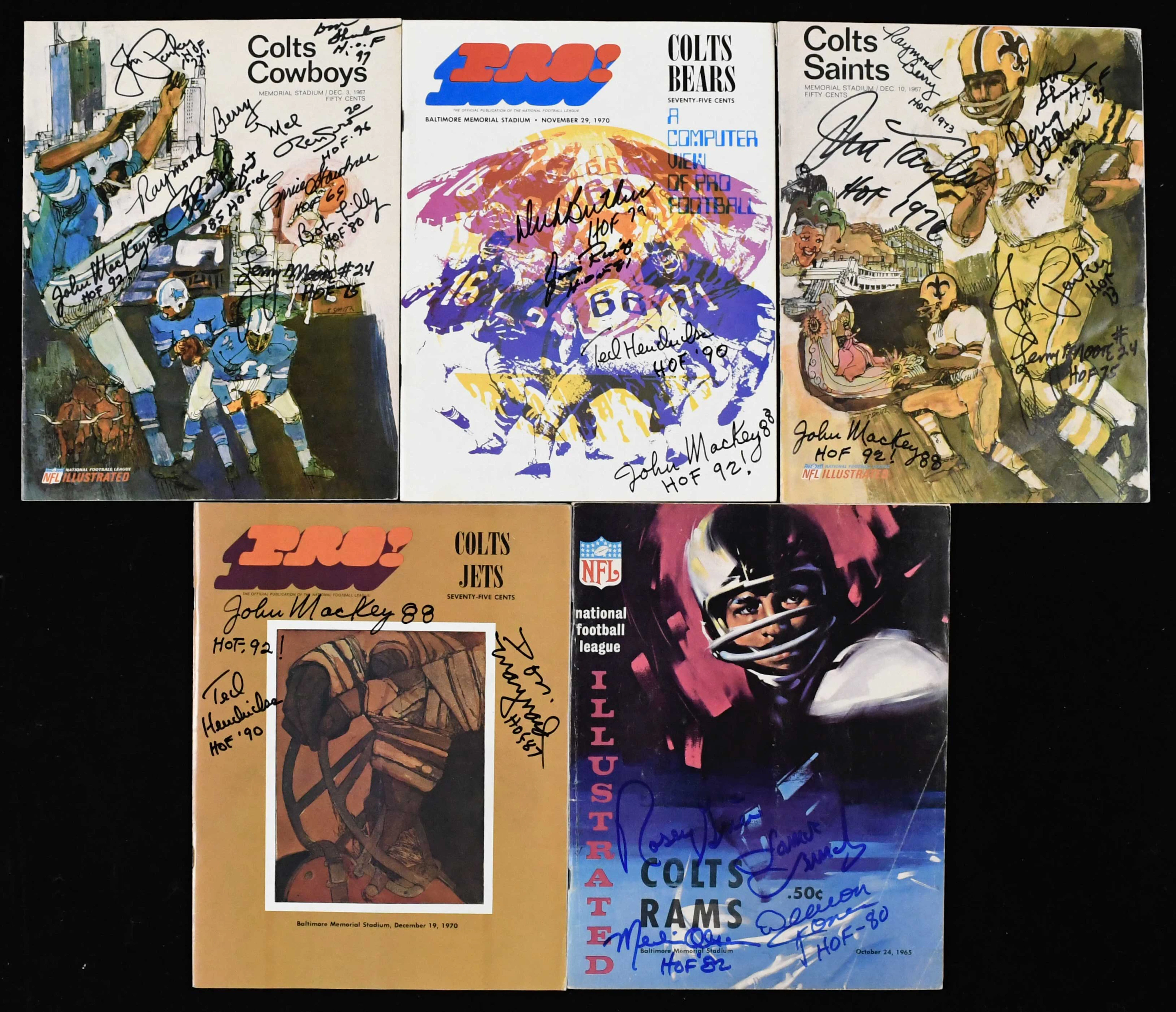"Lot of (5) multi-signed FB programs & publications with HOFers