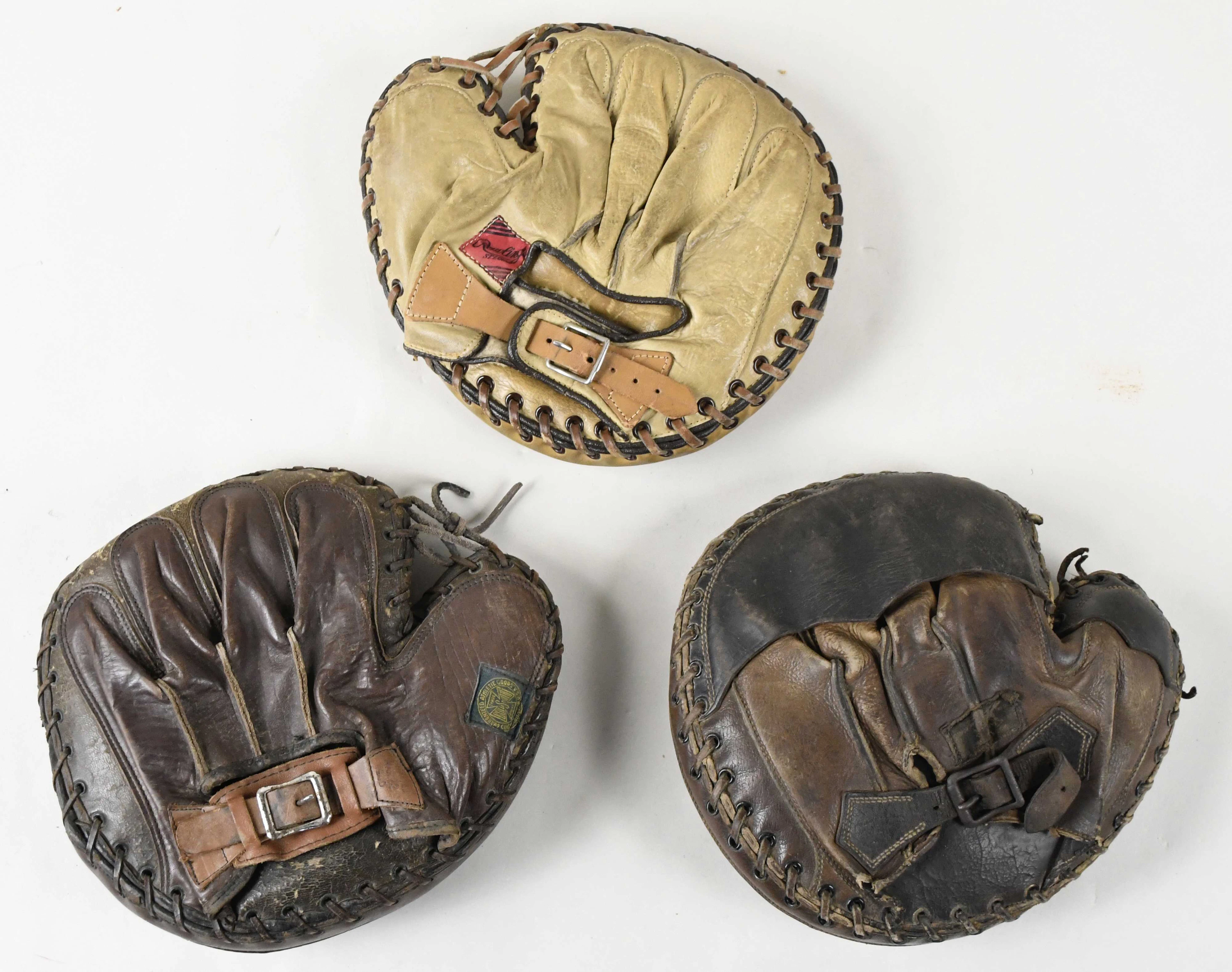 "Lot of (3) vintage catcher's mitts