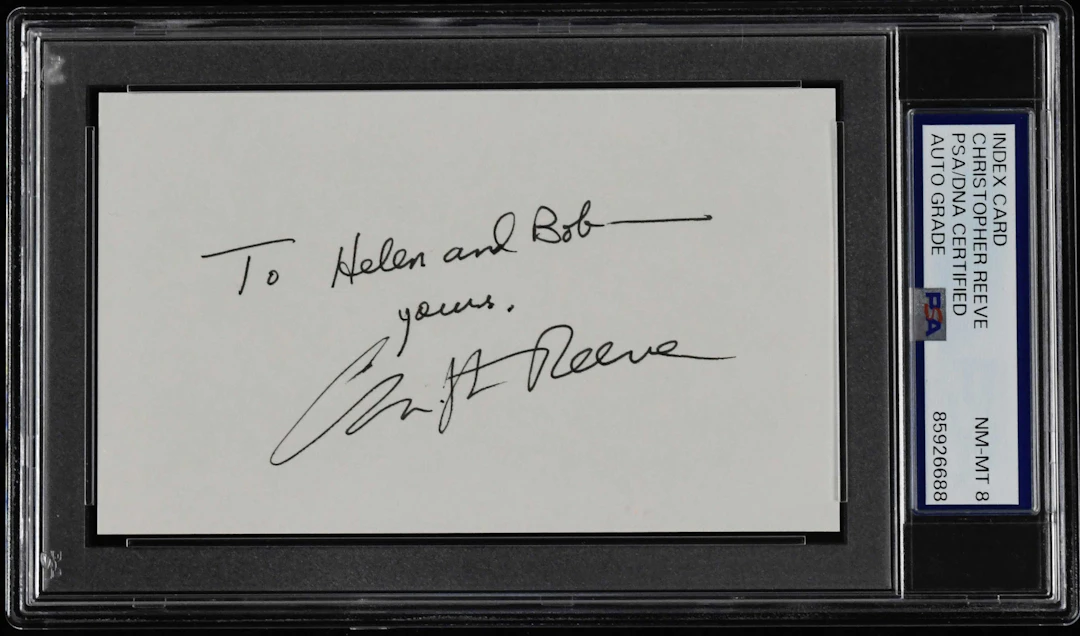 Christopher Reeve autographed index card (PSA/DNA NM-MT...