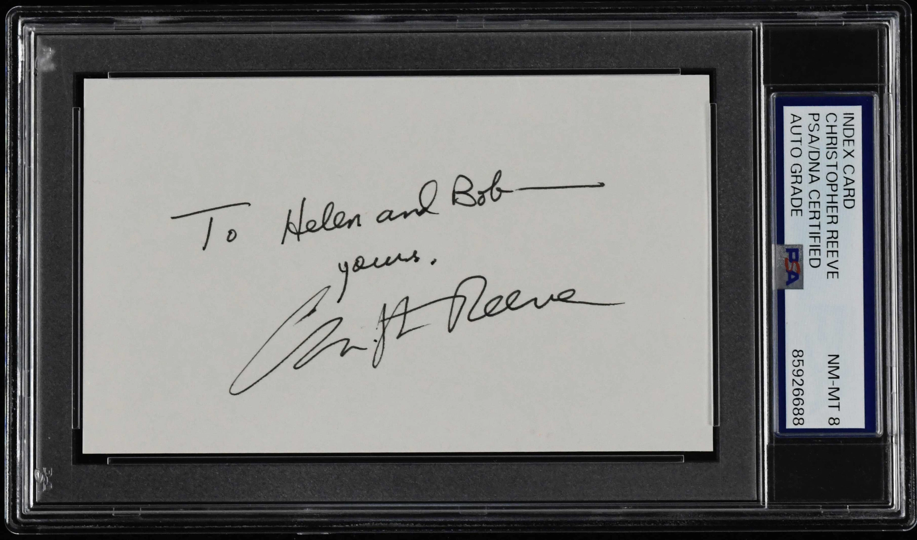 Christopher Reeve autographed index card (PSA/DNA NM-MT...