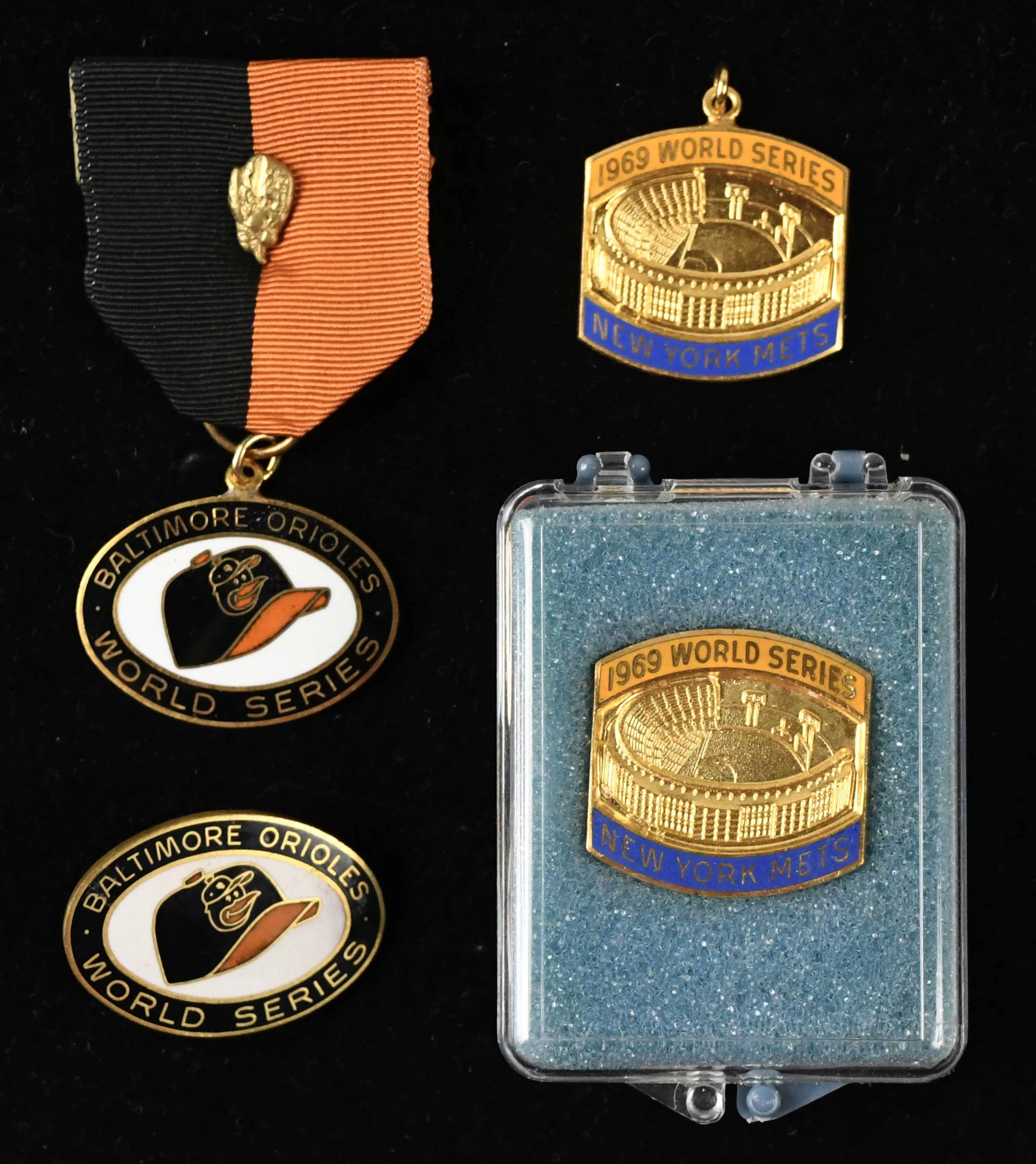 "Lot of Baltimore Orioles & New York Mets 1969 World Series press pin