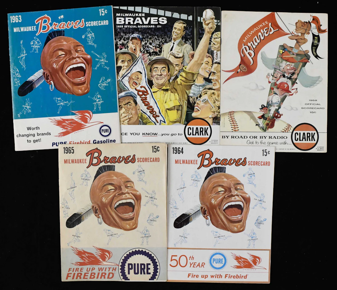 "Lot of (22) Milwaukee Braves programs from 1958-1965 (GD-EX)
