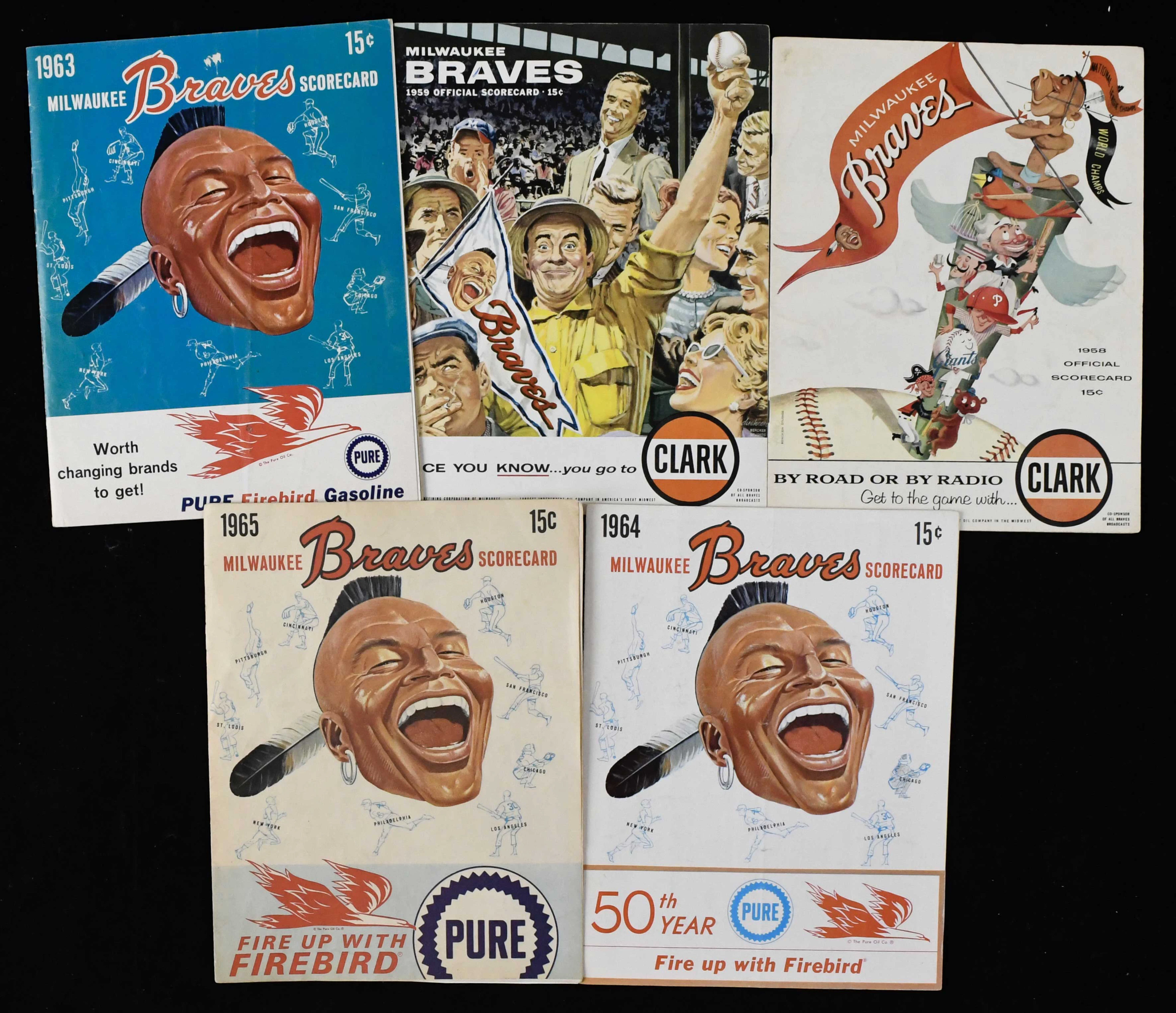 "Lot of (22) Milwaukee Braves programs from 1958-1965 (GD-EX)