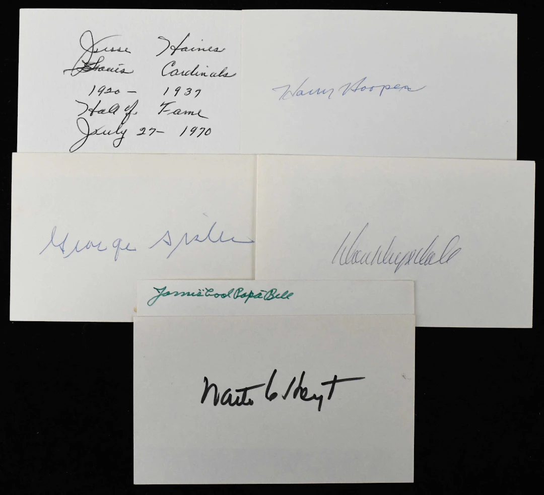 "Lot of (20) Baseball Hall of Famer autographed index...