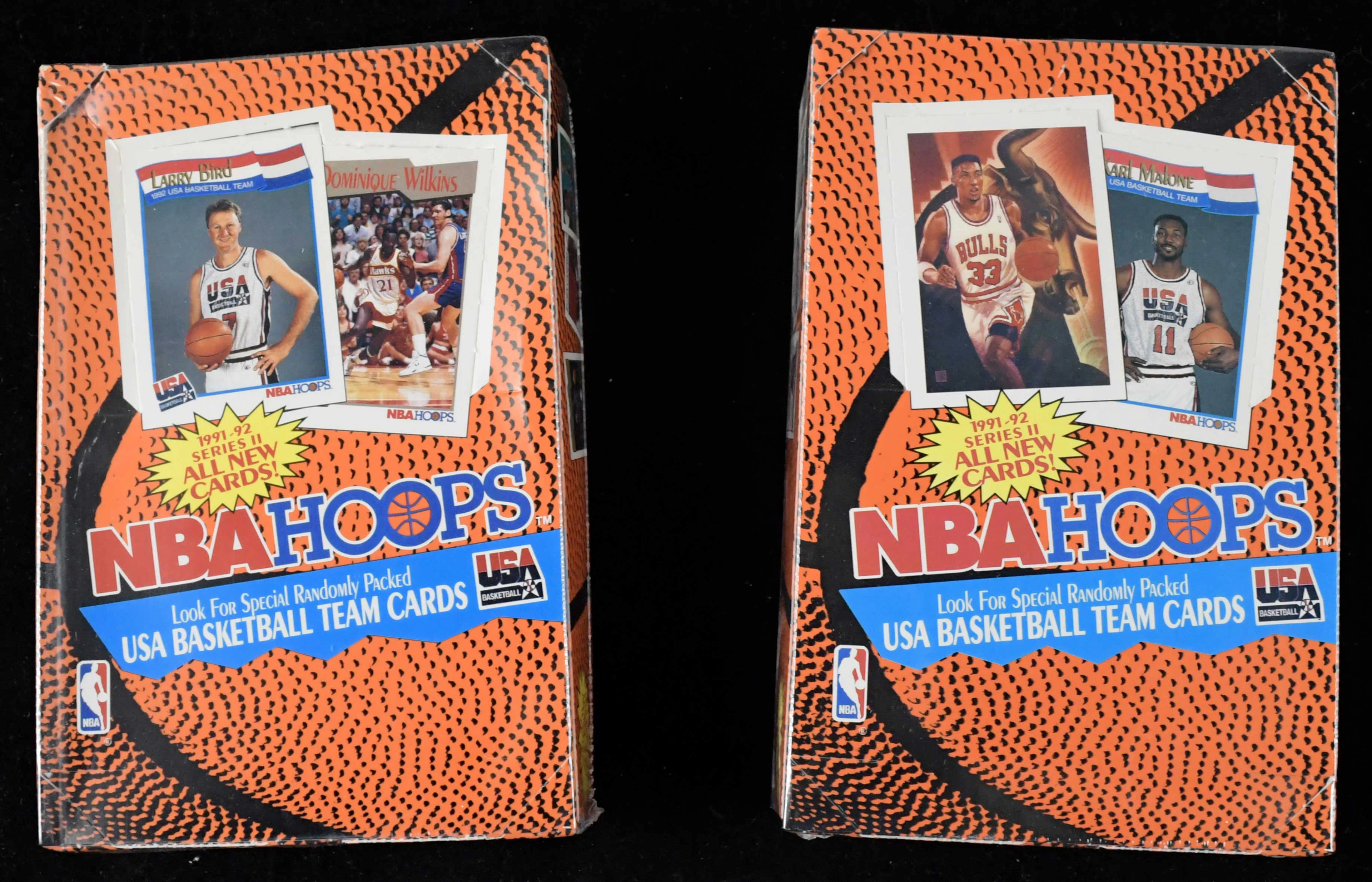 "Lot of (2) 1991-92 NBA Hoops Series 2 factory-sealed...