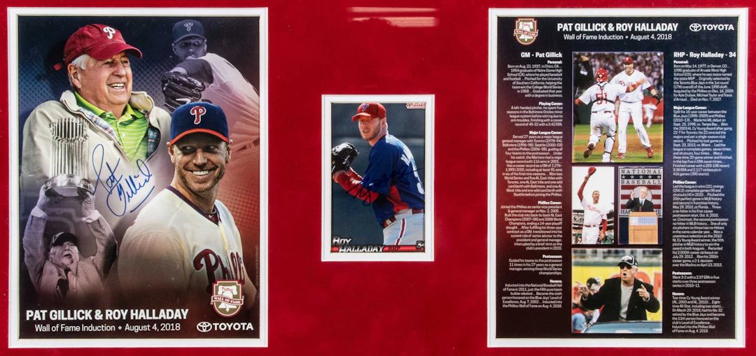 "Roy Halladay & Pat Gillick dual-signed Philadelphia...