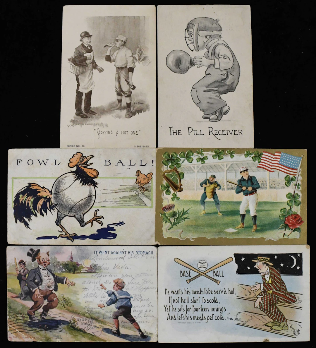 Lot of (30) c.1900s-1910s baseball themed postcards...
