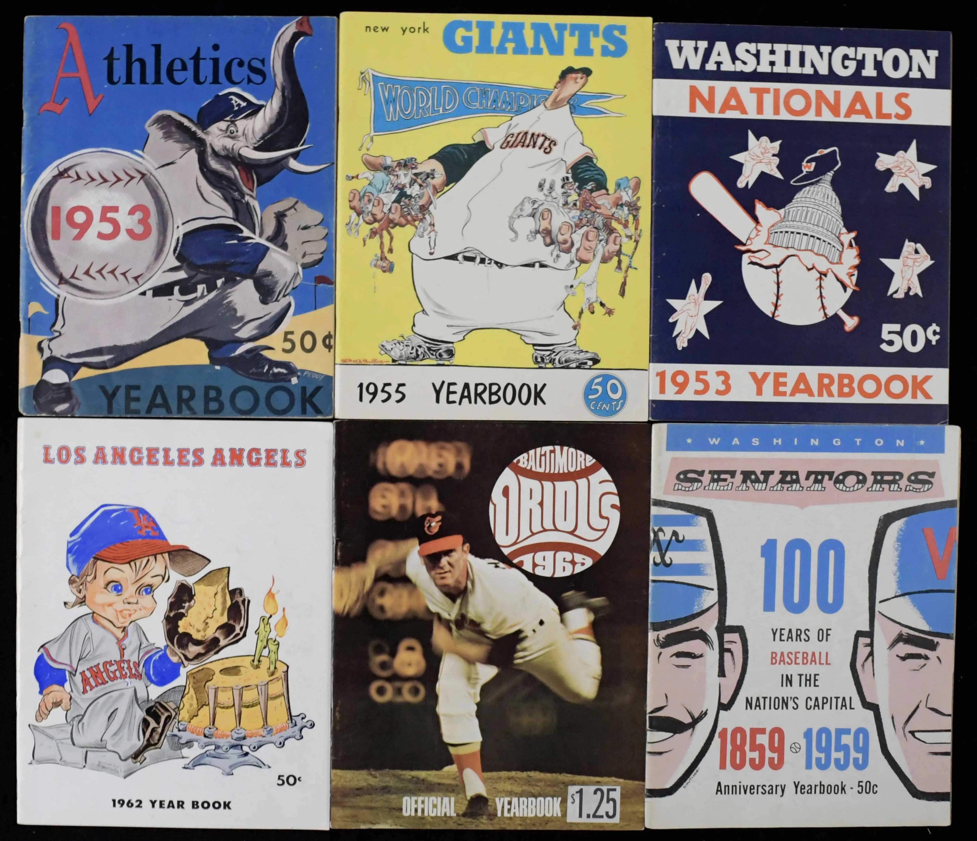 "Lot of (15) MLB team yearbooks from 1953-1972 (VG-NM)