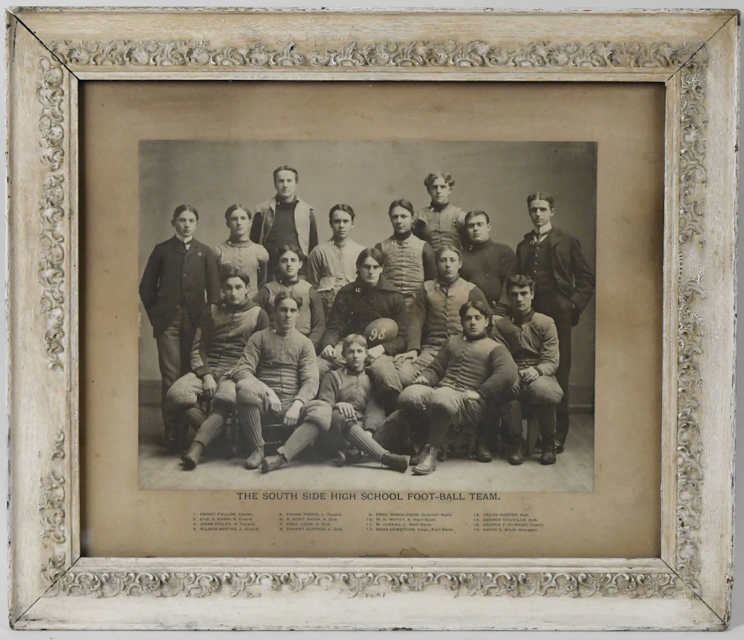 "1898 South Side High School Foot-Ball Team photograph (EX framed)
