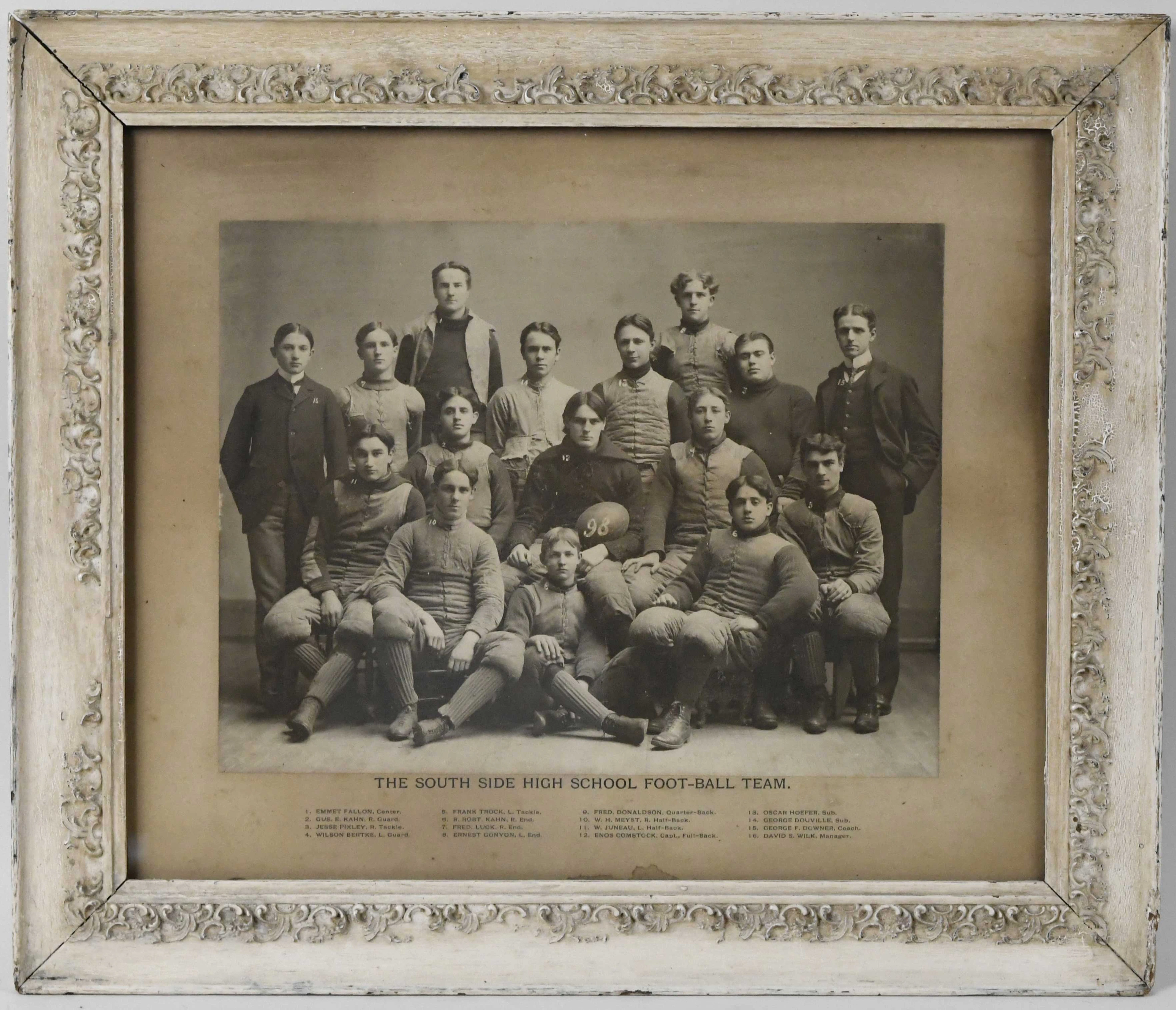 "1898 South Side High School Foot-Ball Team photograph (EX framed)