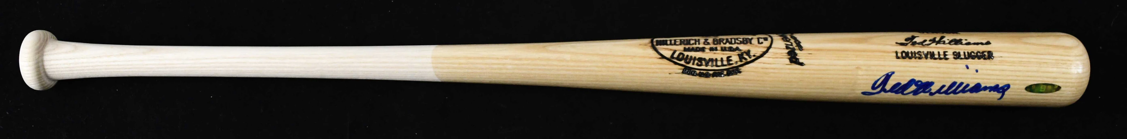 "Ted Williams autographed replica model baseball bat - Green Diamond (NM)