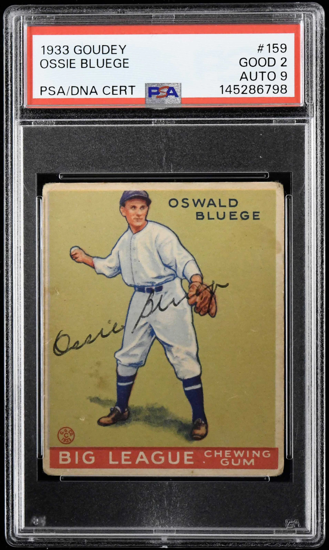 1933 Goudey #159 Ossie Bluege autographed card (PSA Good...