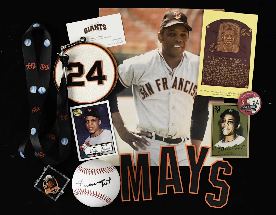 "Willie Mays signed baseball with additional pieces from...
