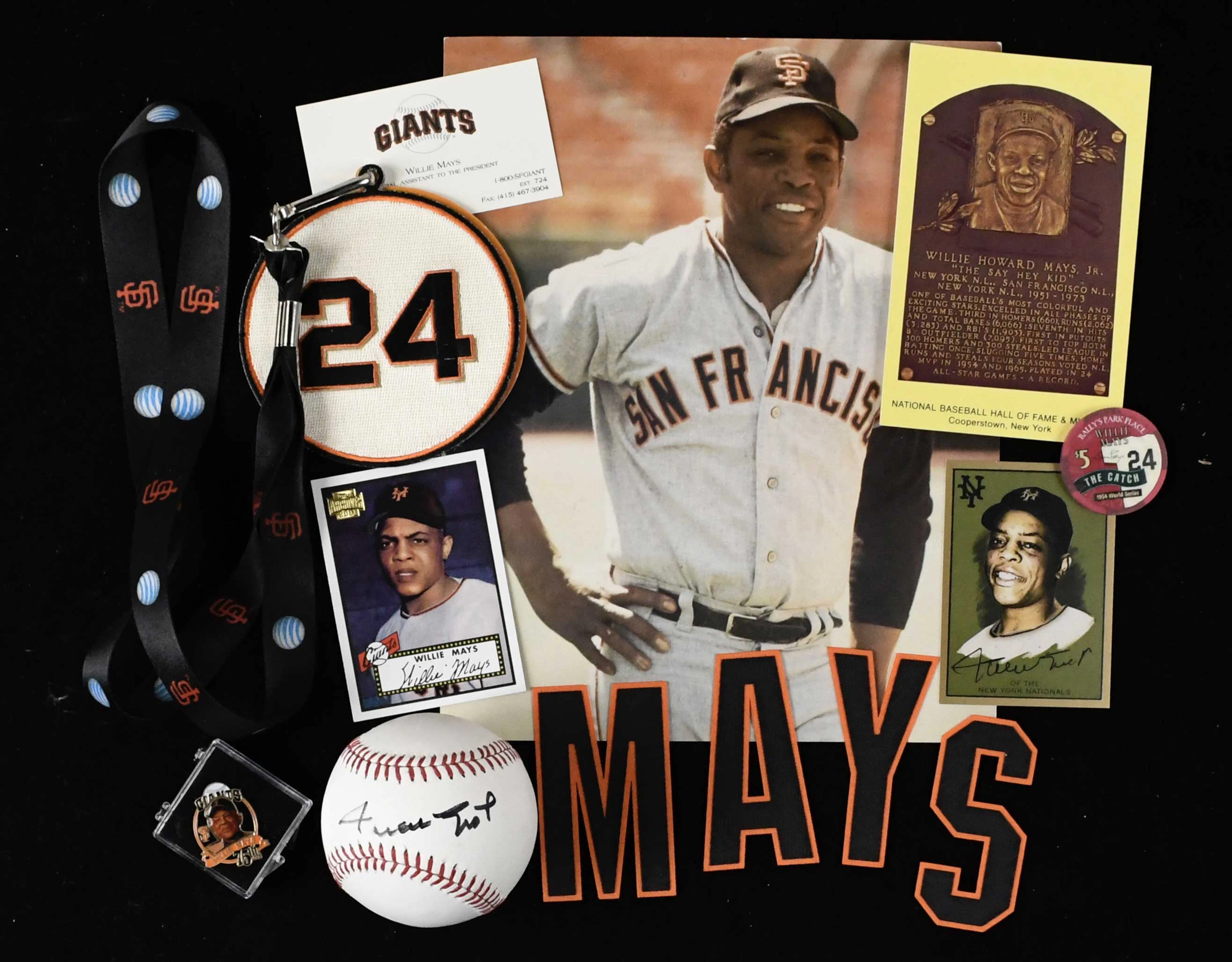 "Willie Mays signed baseball with additional pieces from...