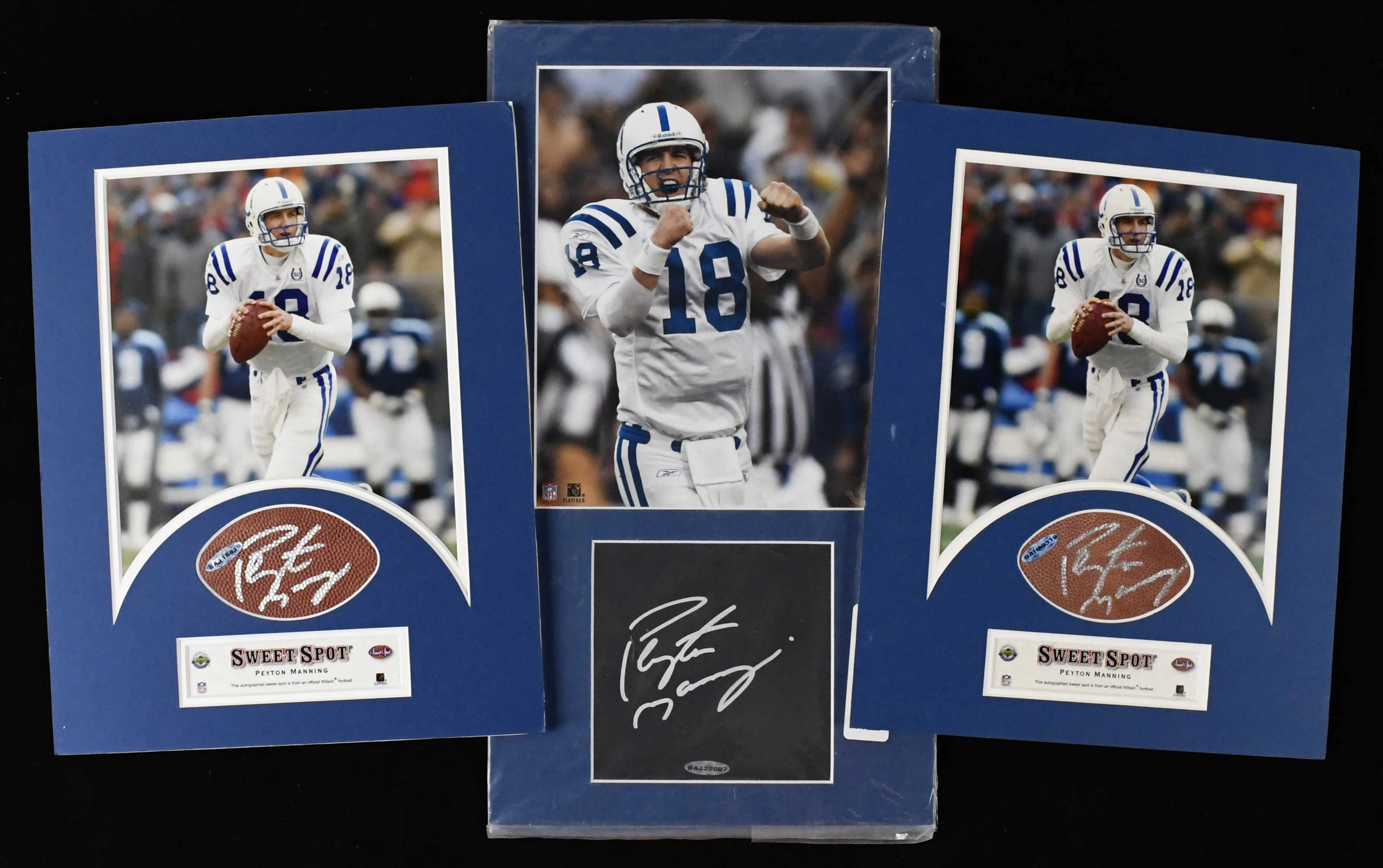 "Lot of (4) Upper Deck Peyton Manning matted and...