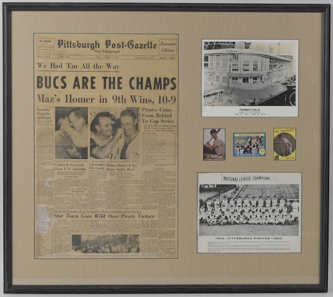 "Large 1960 Pittsburgh Pirates World Series champs display (EX/MT)