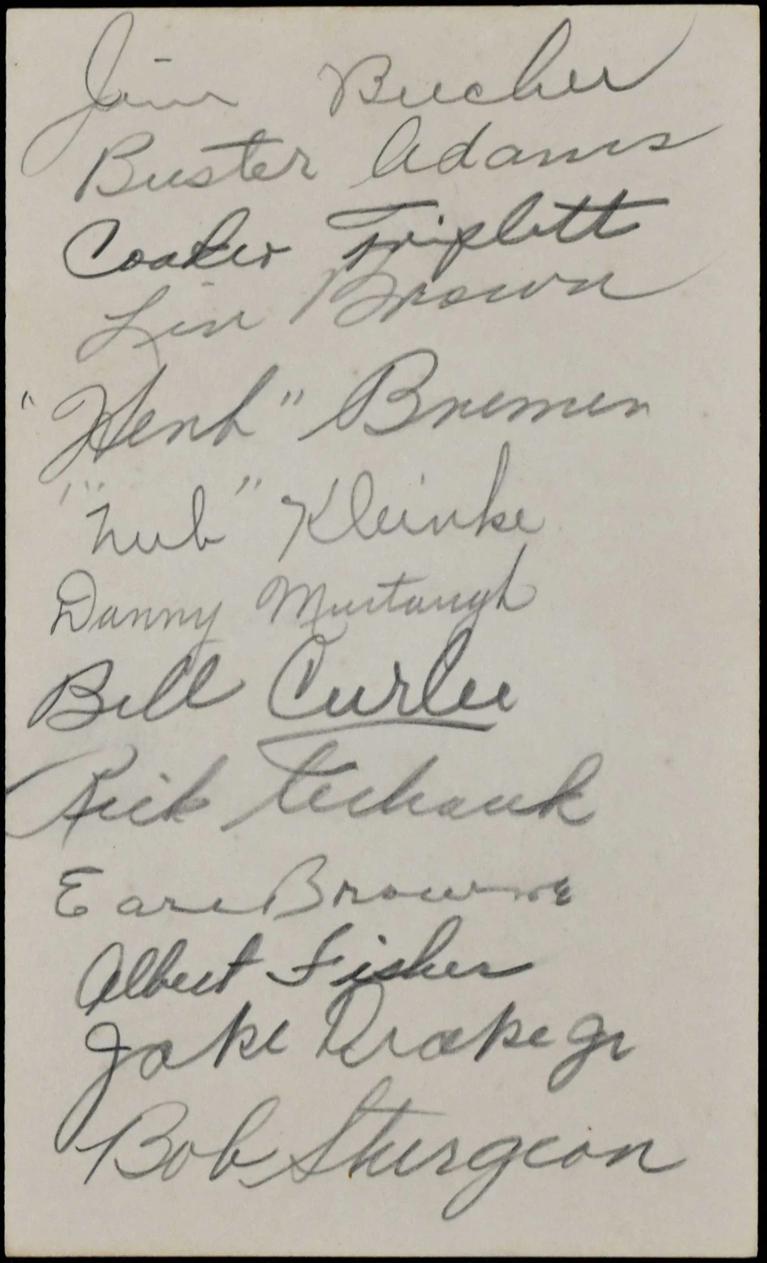 "Nub Kleinke and the 1939 Columbus Red Birds team signed...