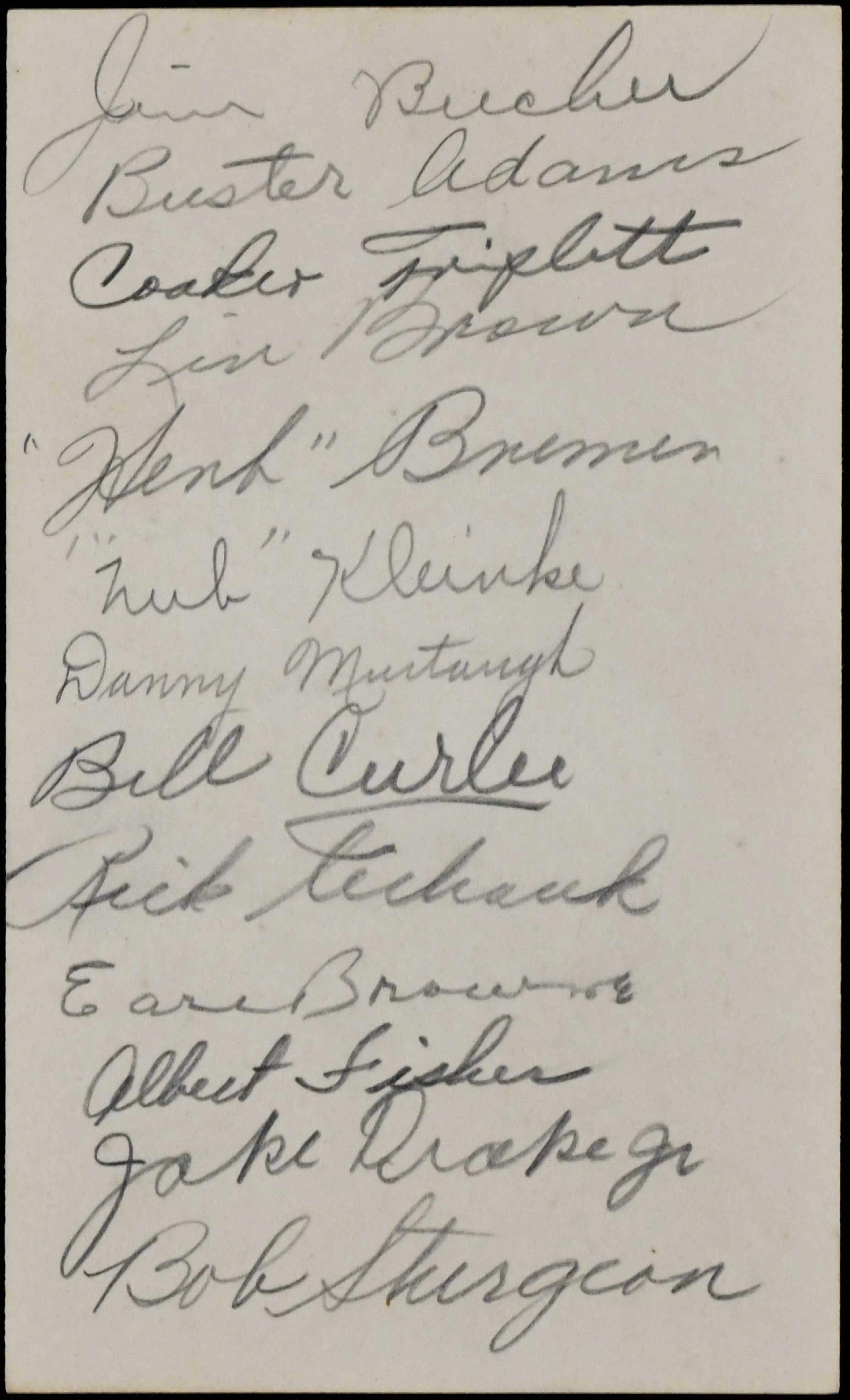 "Nub Kleinke and the 1939 Columbus Red Birds team signed...