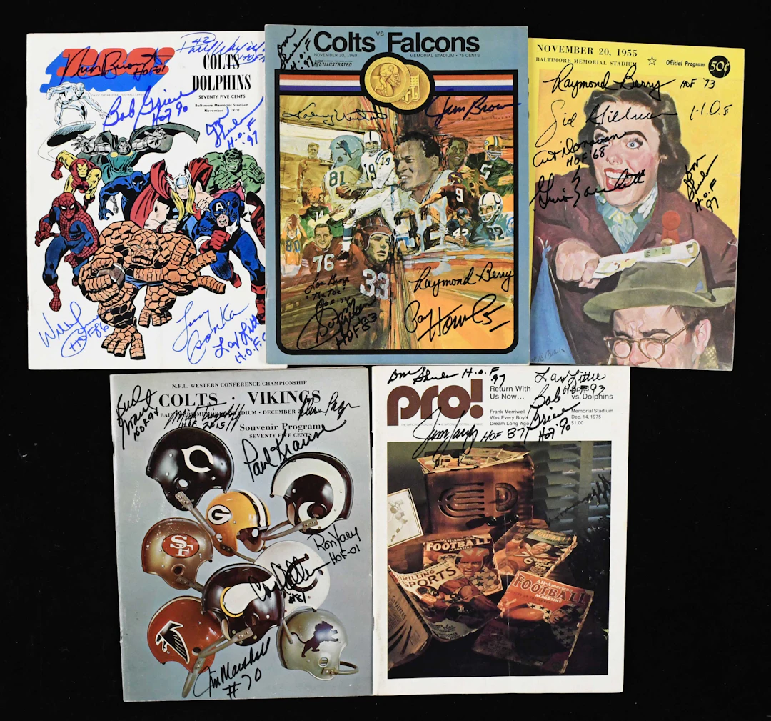 "Lot of (5) multi-signed FB programs & publications with HOFers