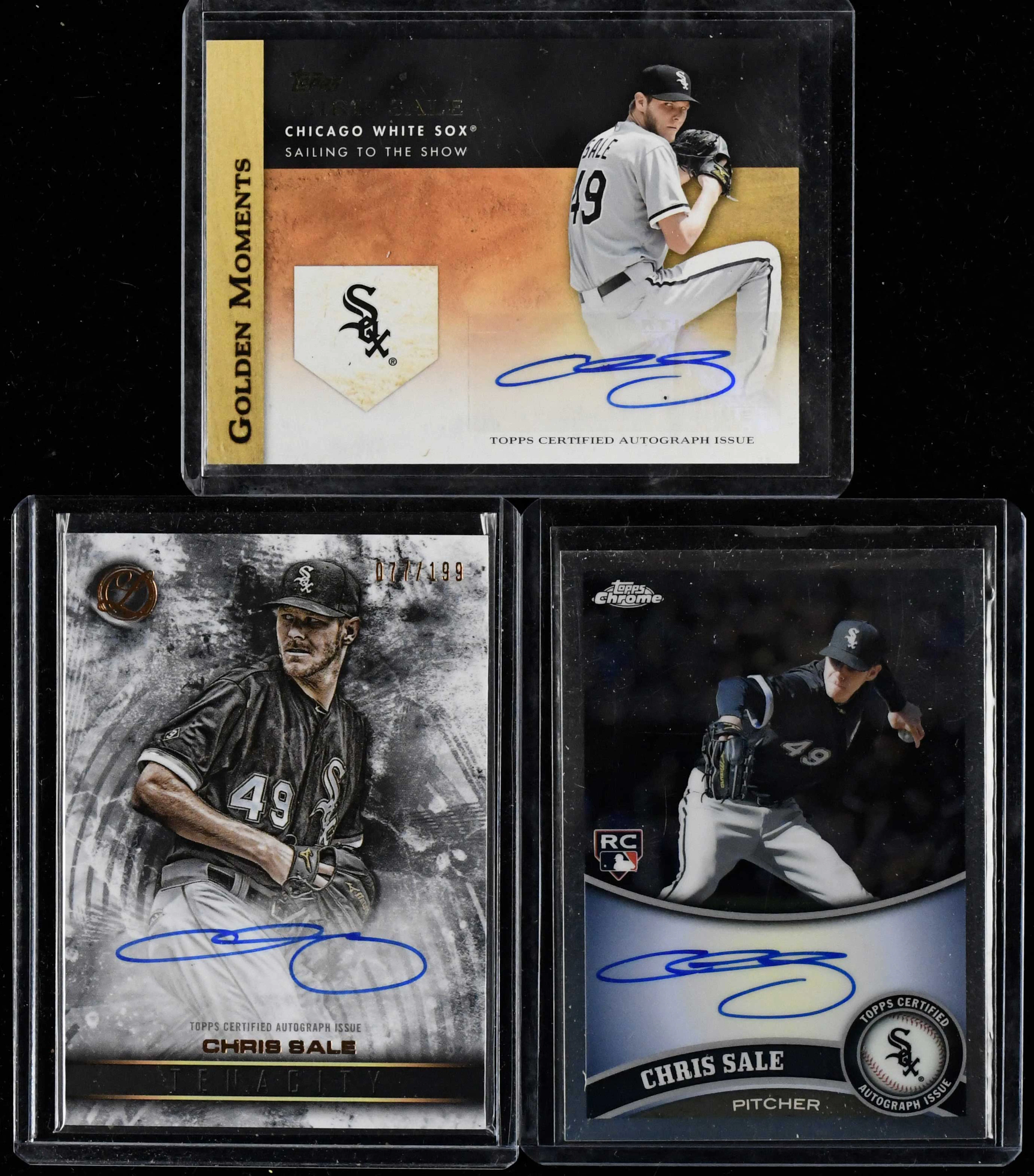 "Lot of (3) Chris Sale signed insert cards (NM-NM/MT)