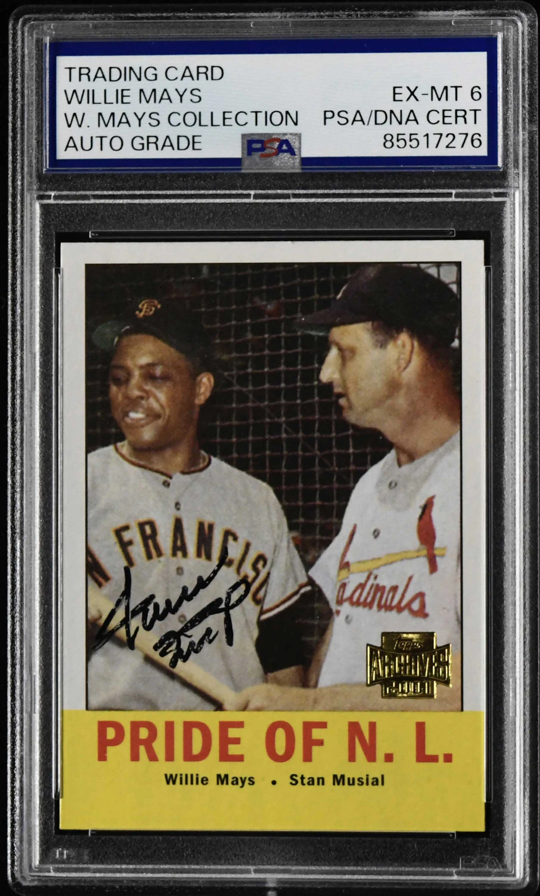 "Willie Mays autographed 2001 Topps Archives trading card...
