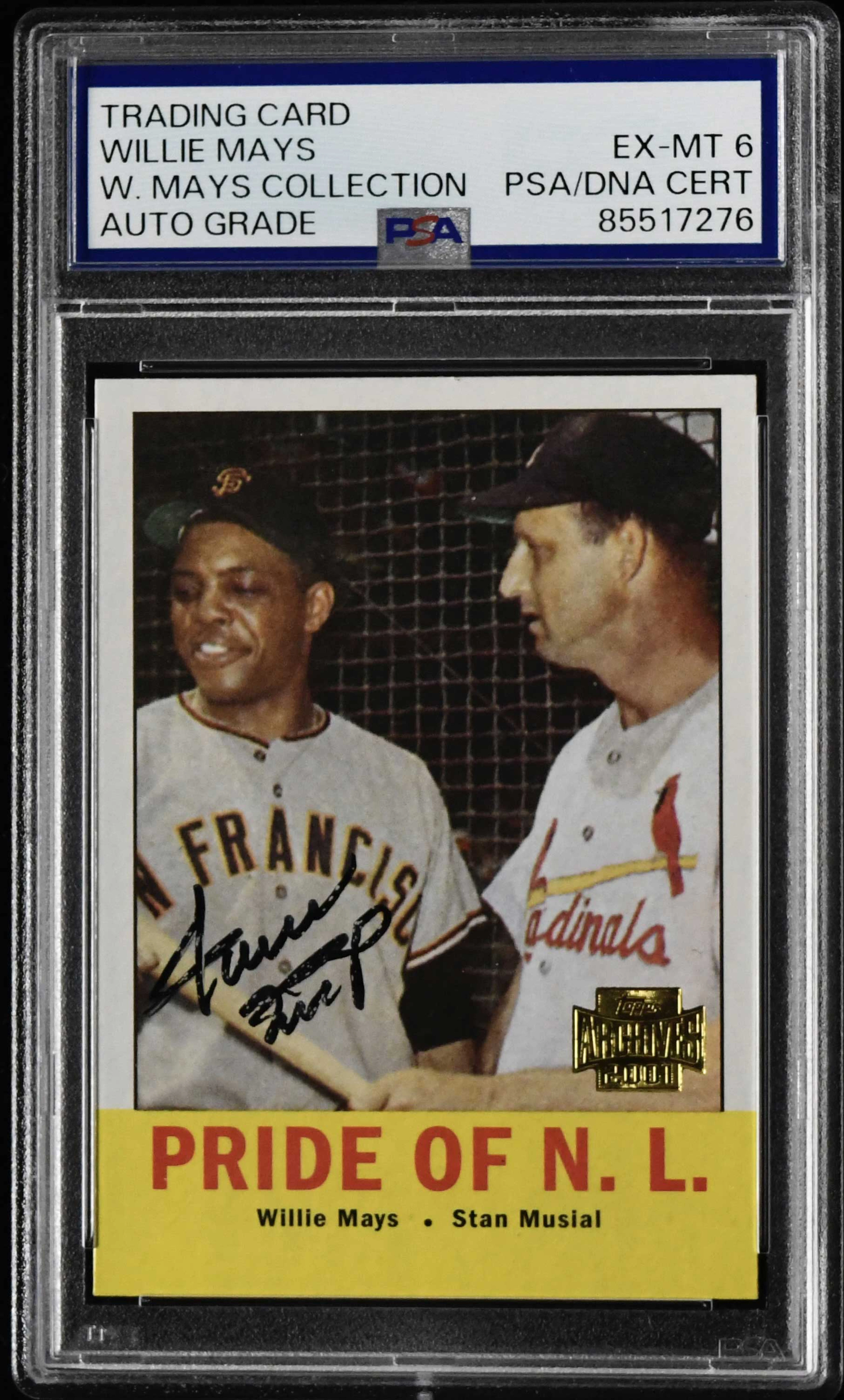 "Willie Mays autographed 2001 Topps Archives trading card...