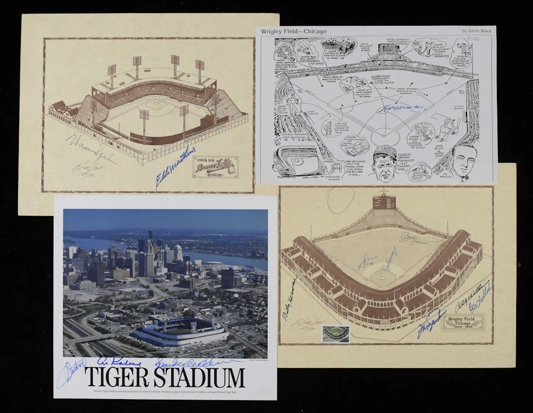 "Lot of (4) signed baseball stadium prints (EX-NM)