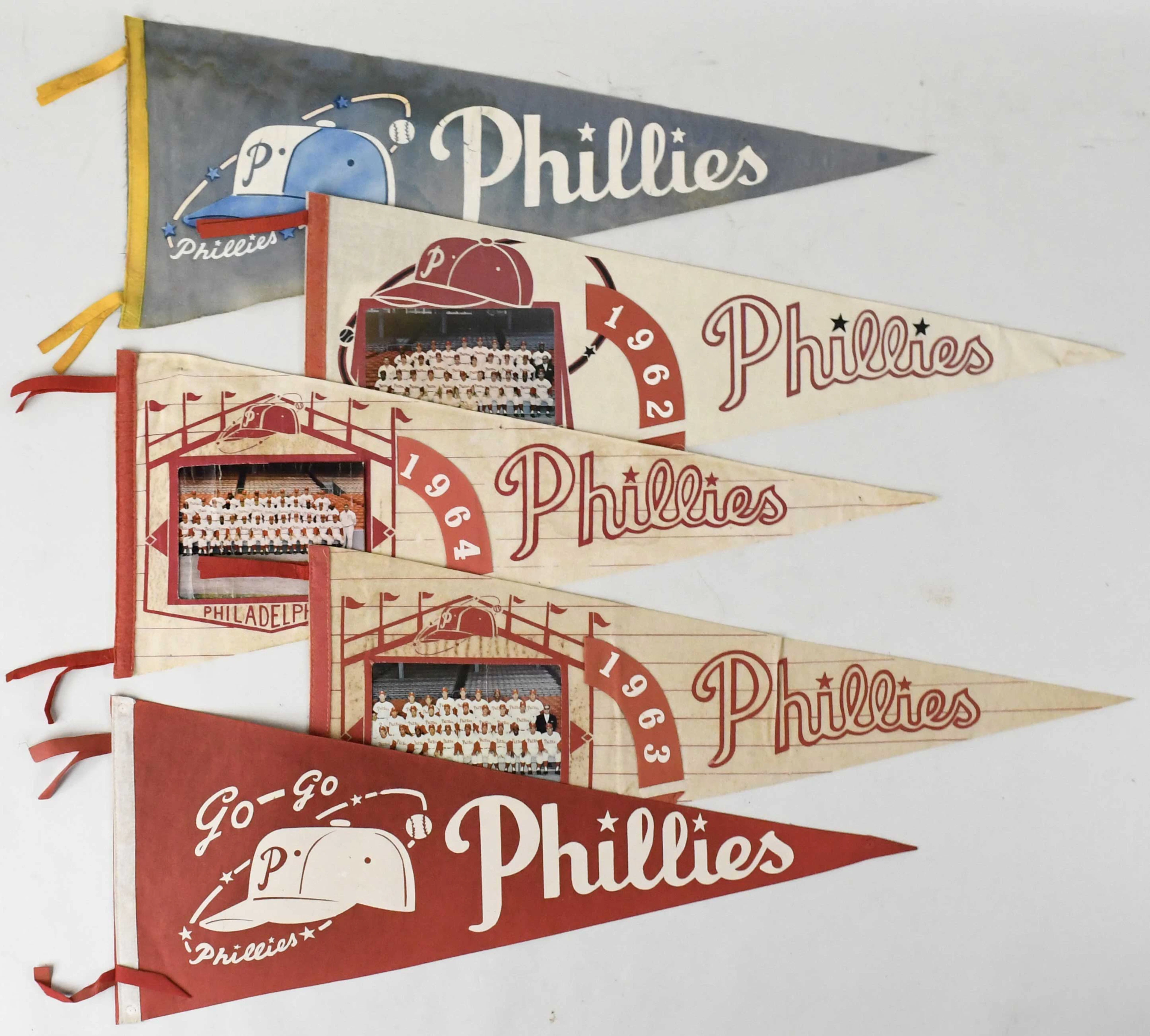 "Lot of (8) full-size Philadelphia Phillies pennants