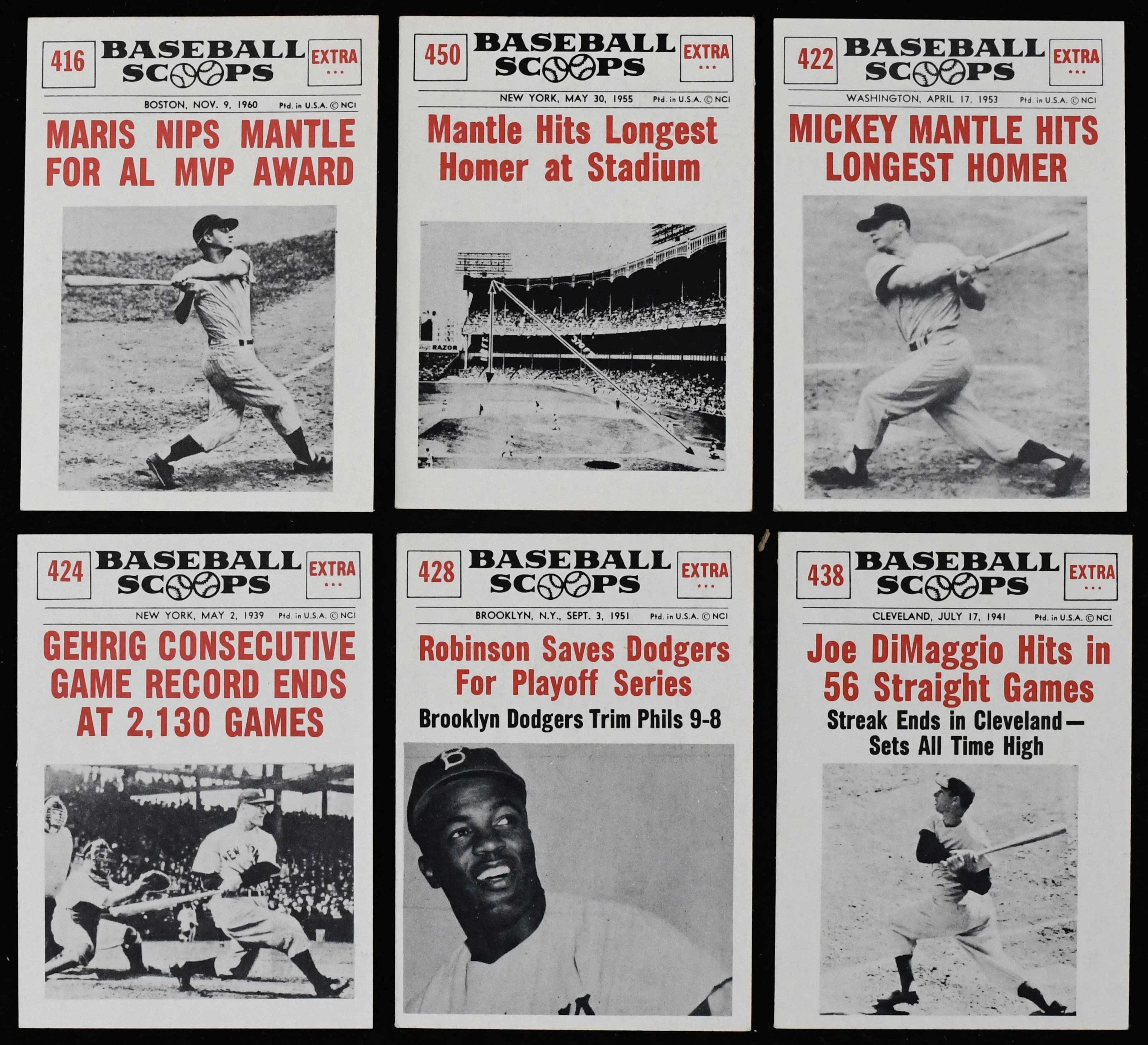 "1961 Nu-Card Baseball Scoops partial set (48/80) with Mantle