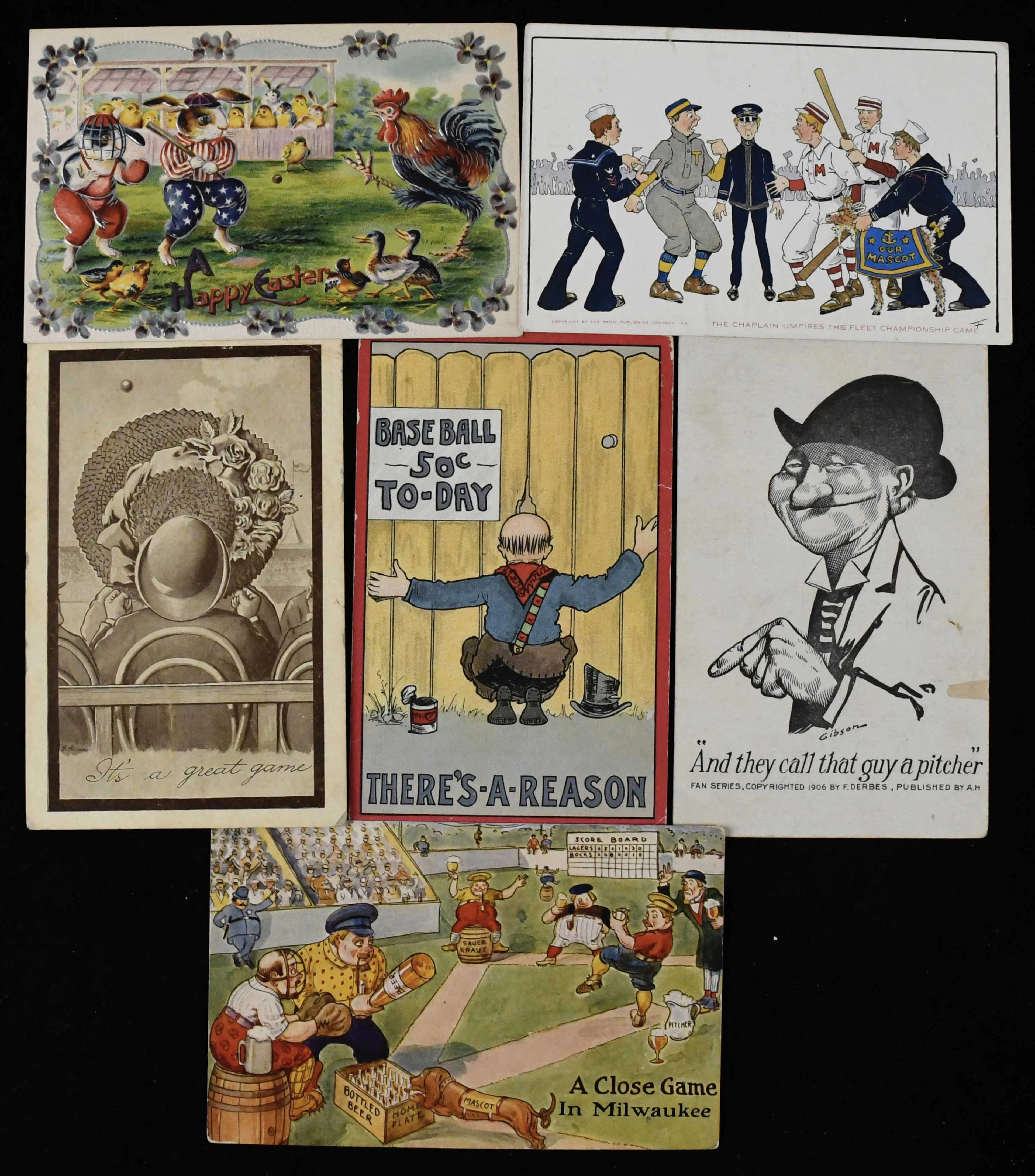Lot of (35) c.1900s-1920s baseball themed postcards...