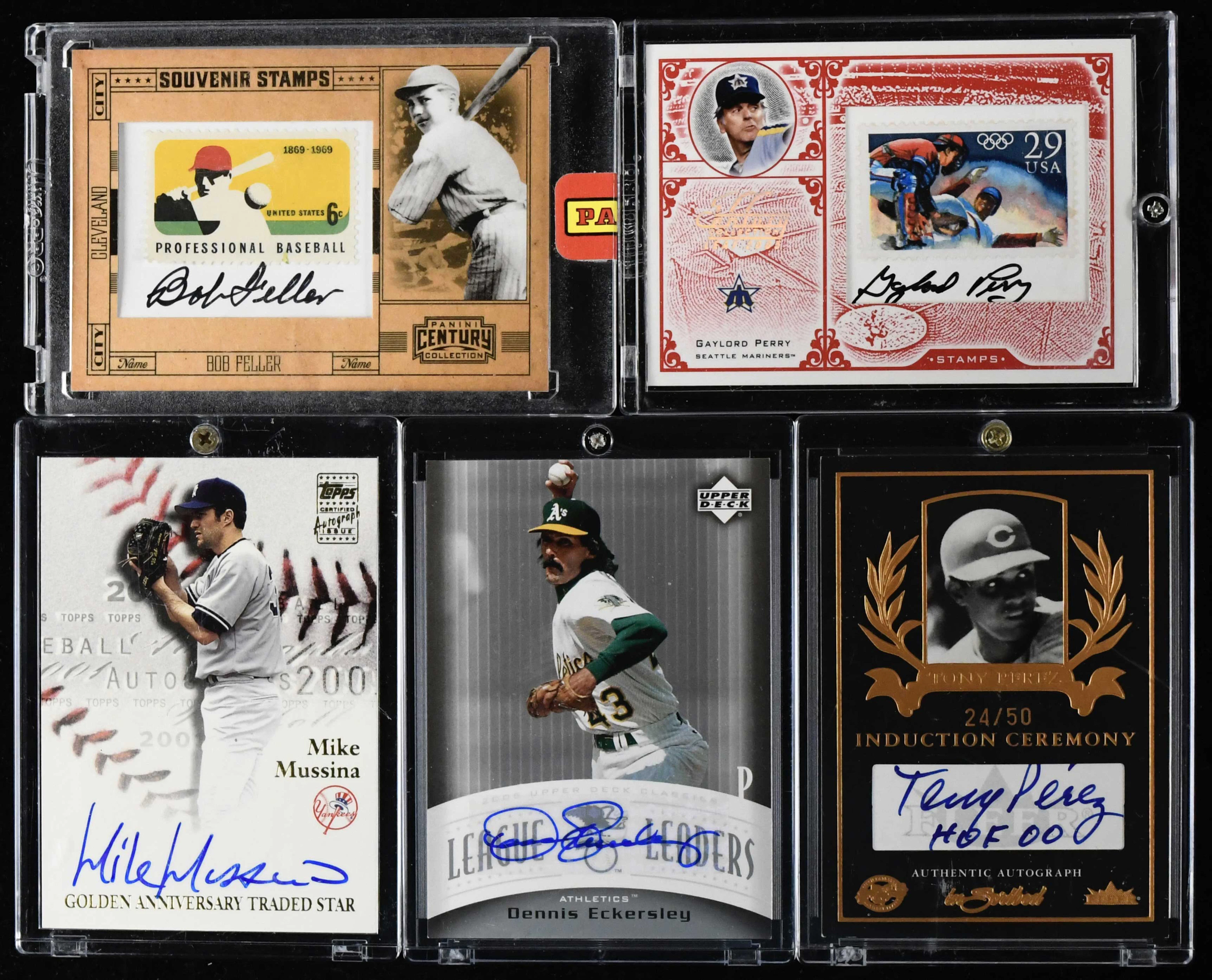 "Lot of (5) Baseball HOFers signed insert cards including...