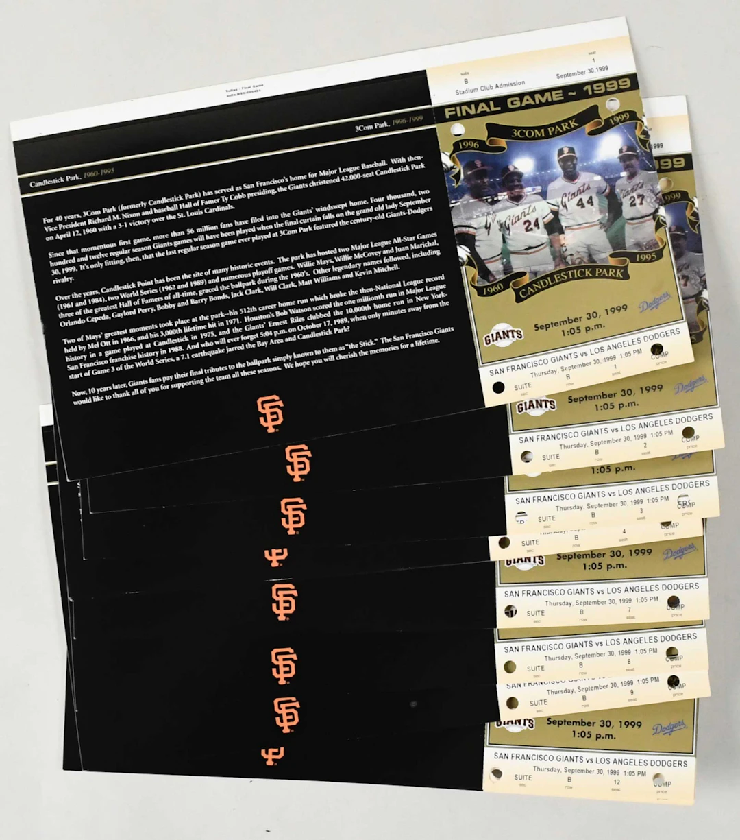 Lot of (16) Candlestick Park final game tickets from the...