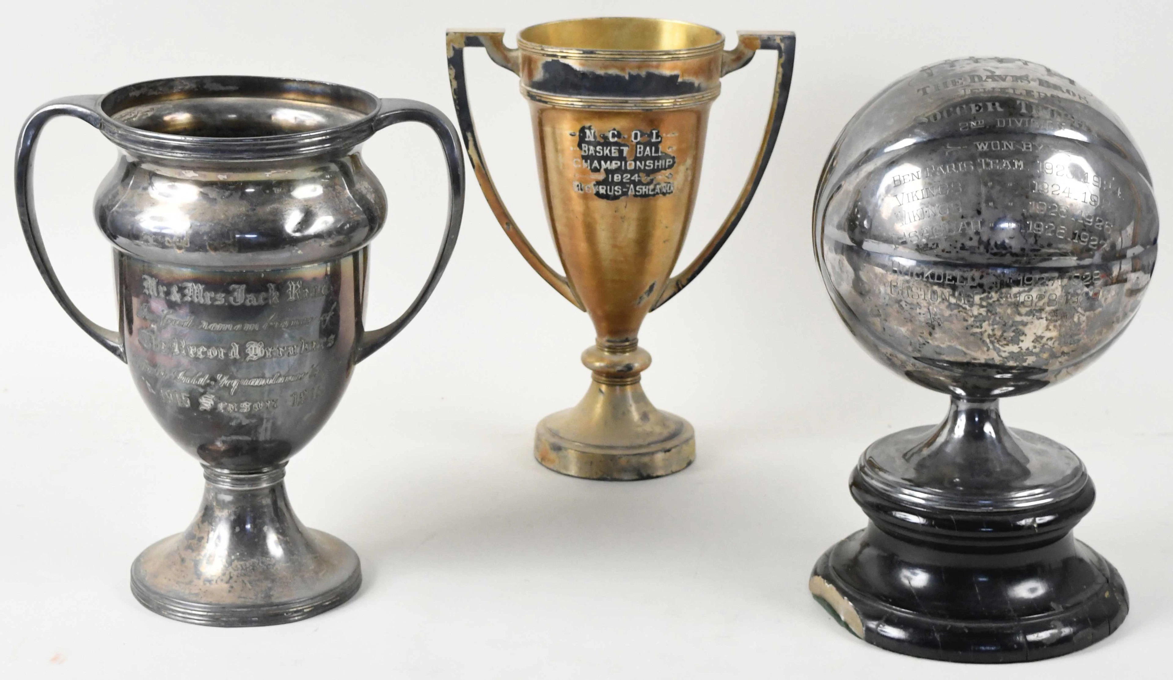 "Lot of (3) vintage trophies from 1916-1929 (GD-VG)
