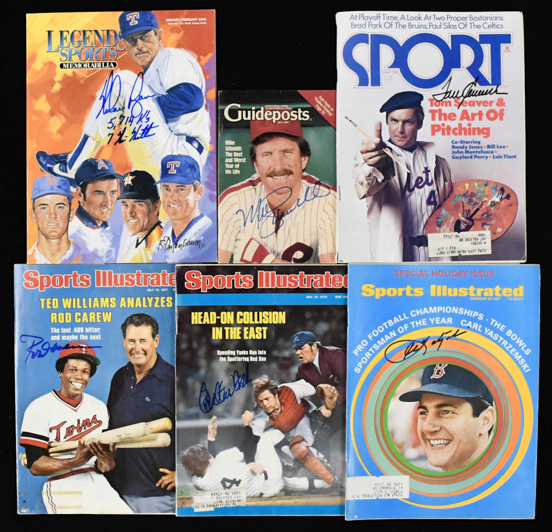 "Lot of (7) MLB HOFer autographed publications