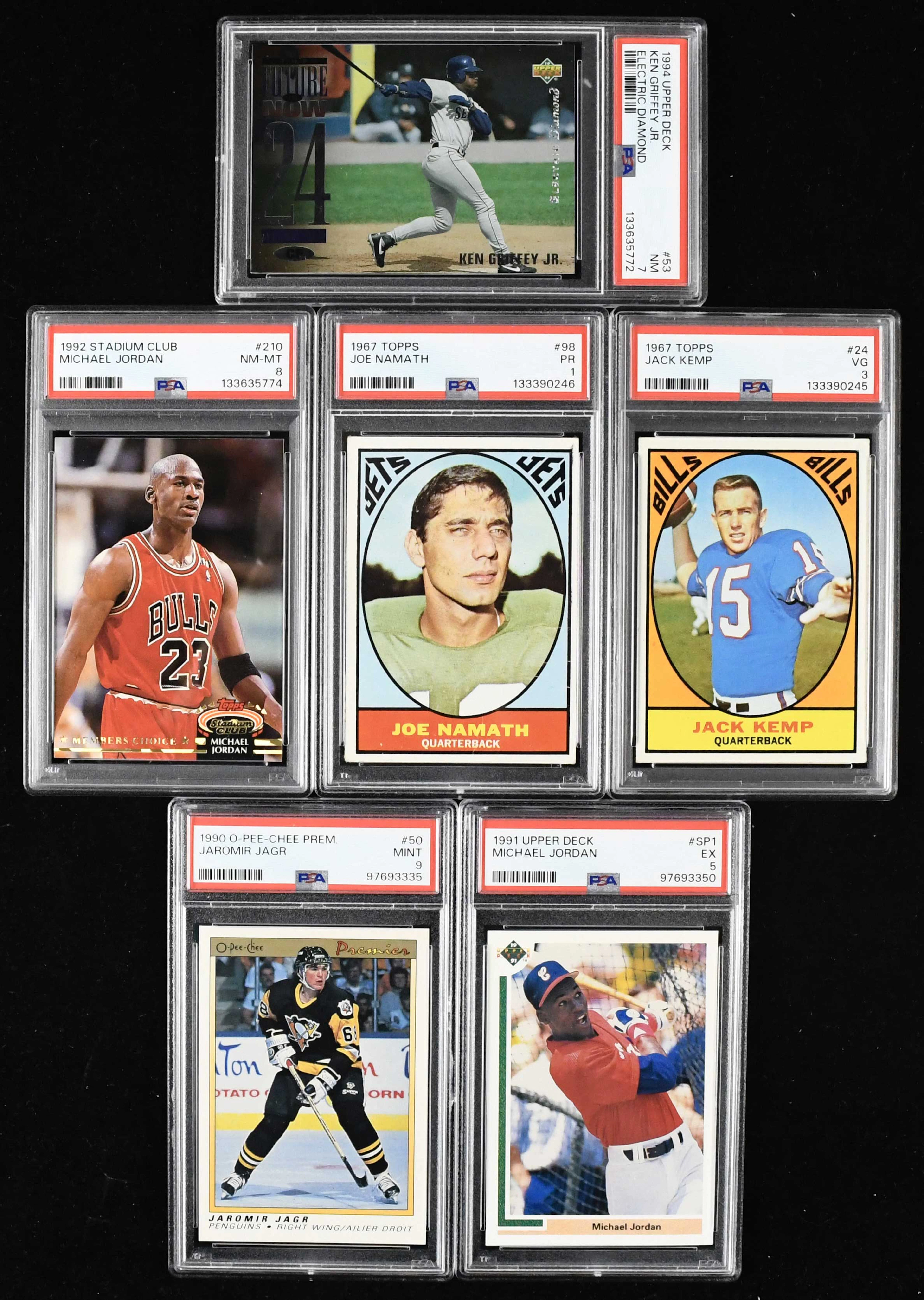 "Multi-sport lot of (12) PSA-graded cards