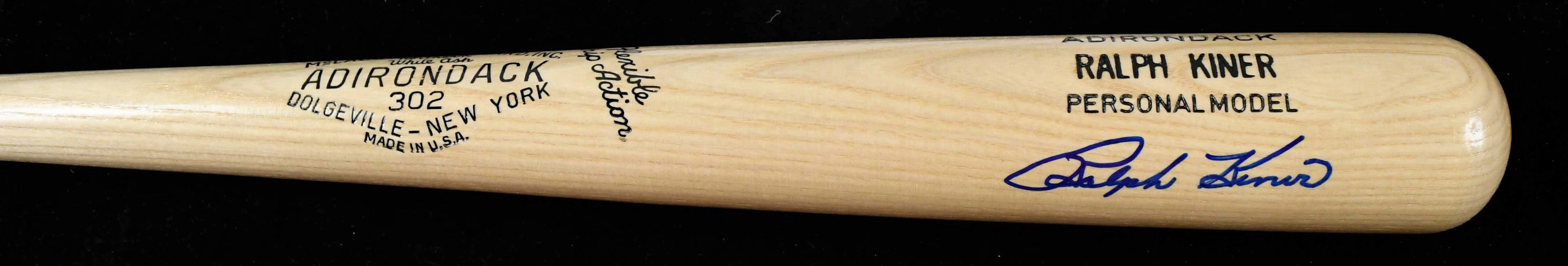 "Ralph Kiner signed Adirondack baseball bat (NM)