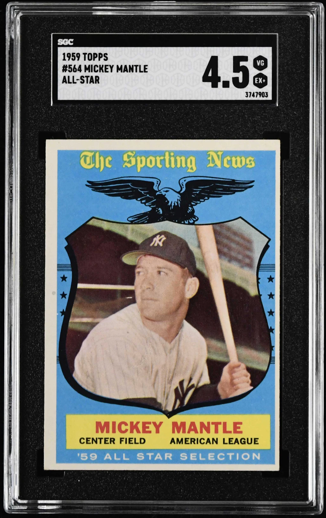 1959 Topps #564 Mickey Mantle (SGC 4.5 VG EX+) Pack fresh...