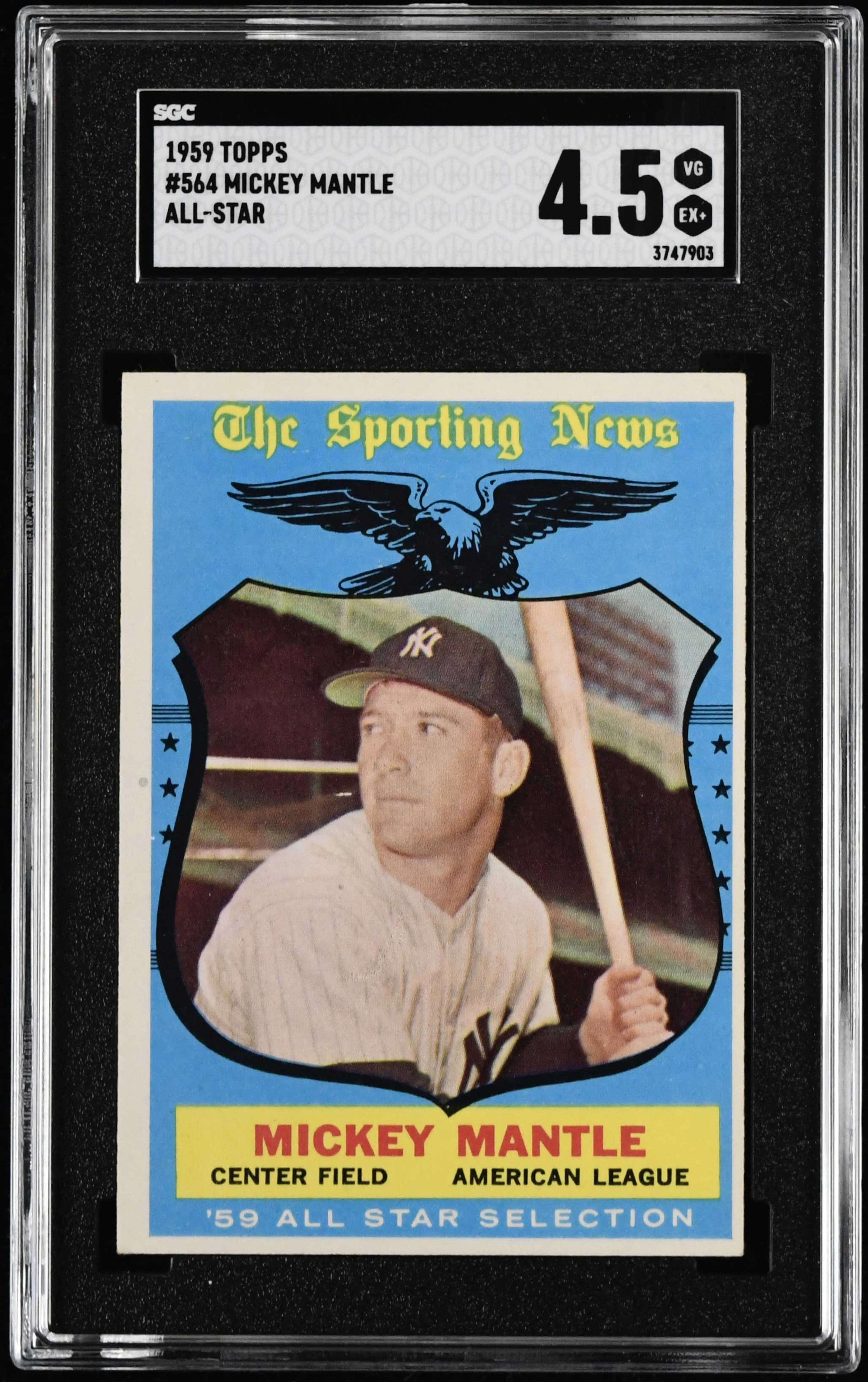 1959 Topps #564 Mickey Mantle (SGC 4.5 VG EX+) Pack fresh...