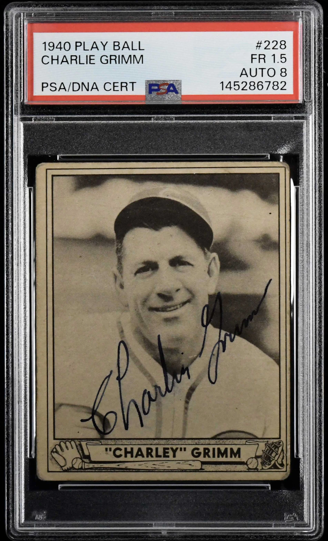1940 Play Ball #228 Charlie Grimm autographed card (PSA...