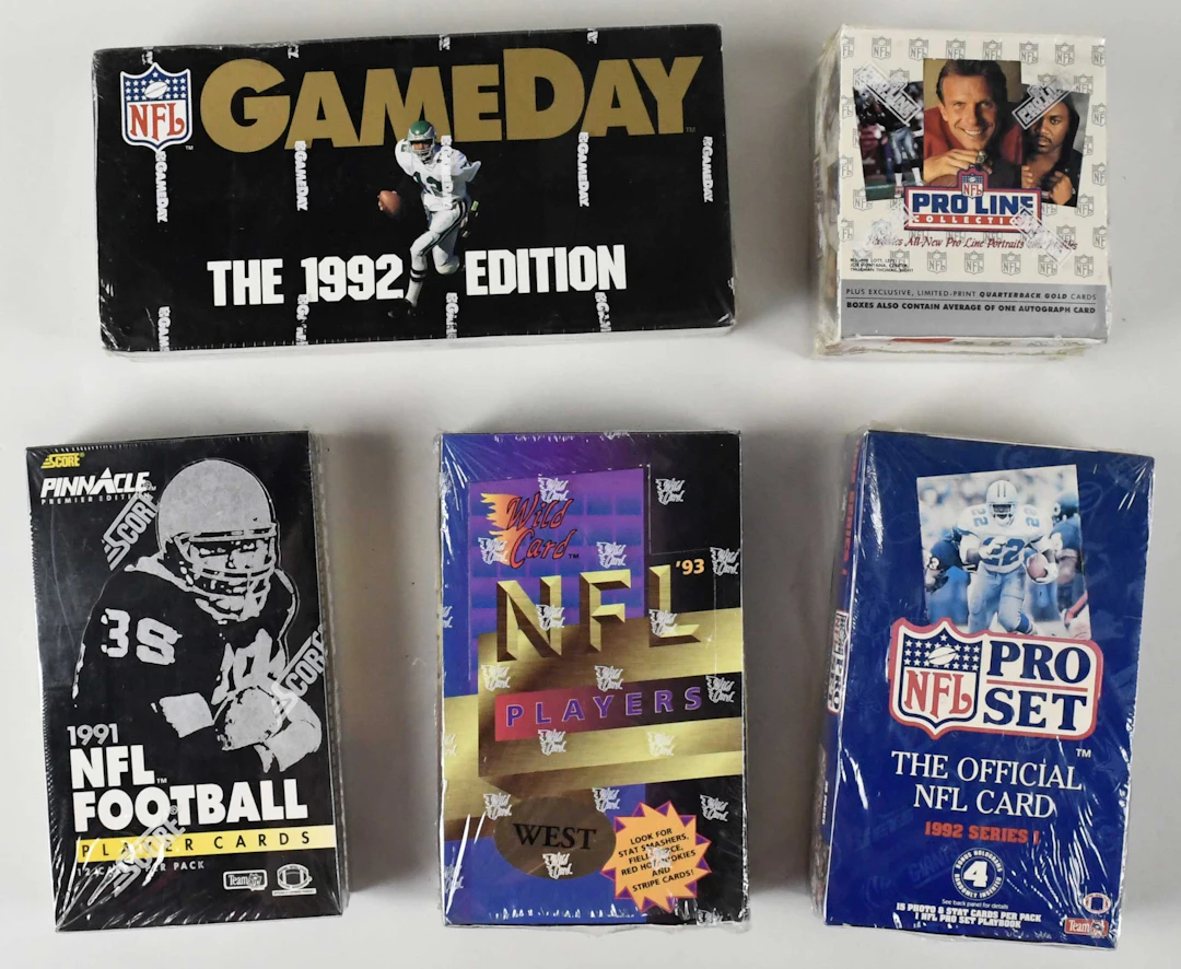 Lot of (8) 1991-1993 football factory-sealed hobby boxes...
