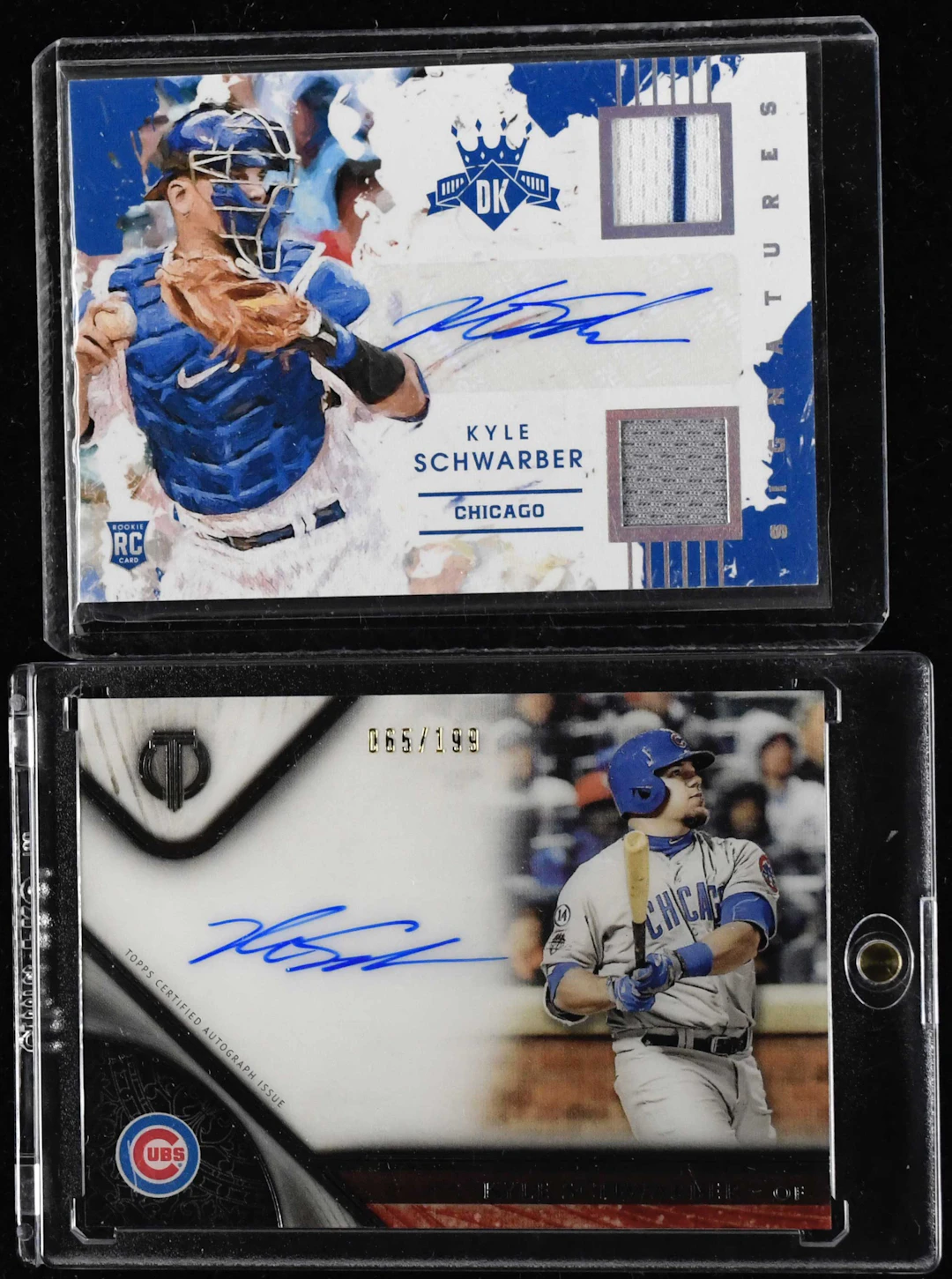 "Kyle Schwarber signed rookie relics card & signed serial...