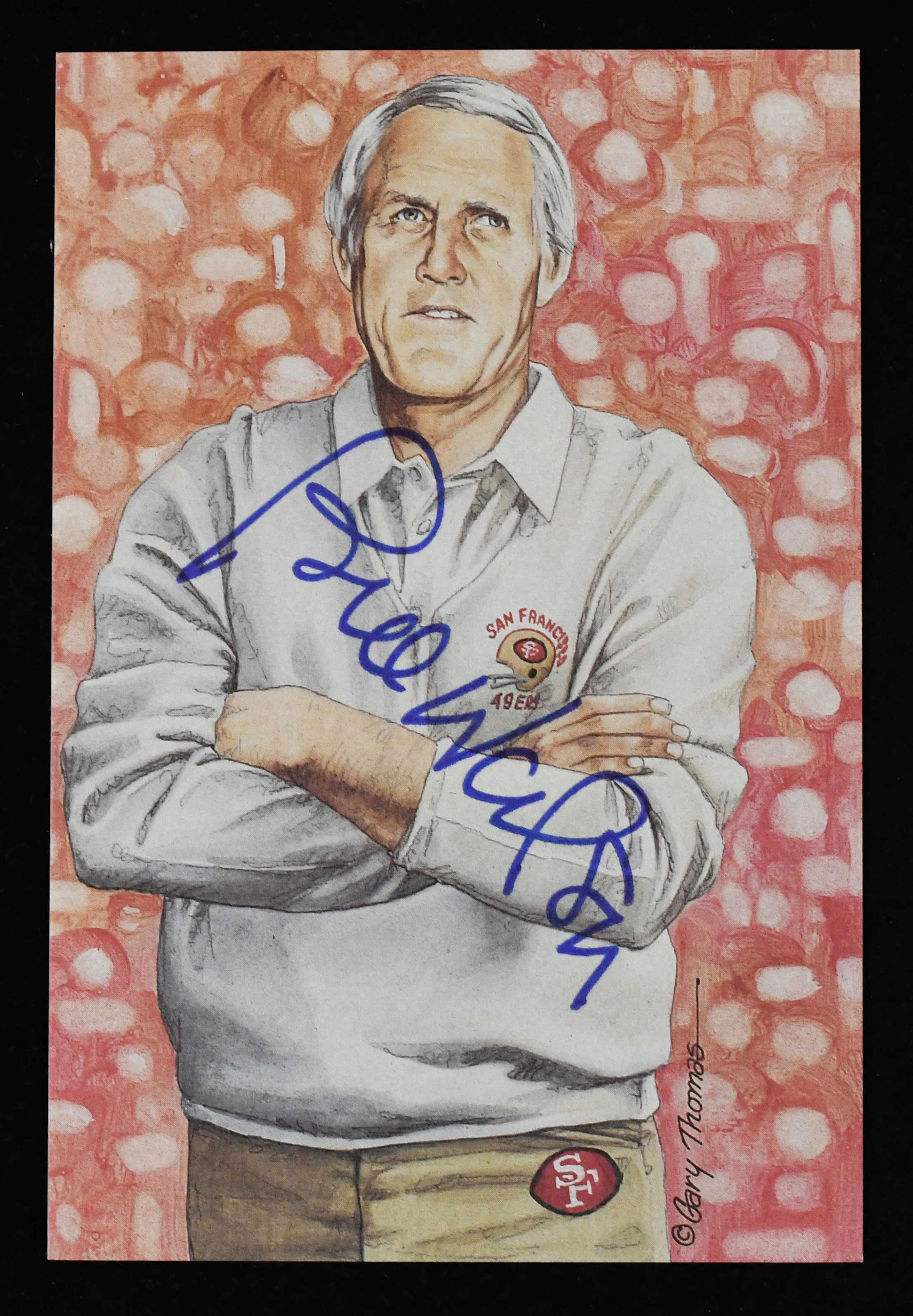 Bill Walsh signed 1993 Goal Line Art card - JSA (NM)