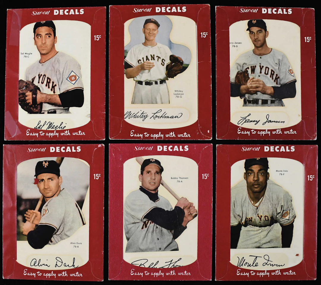 "Lot of (6) 1952 Star-Cal Decals New York Giants incl