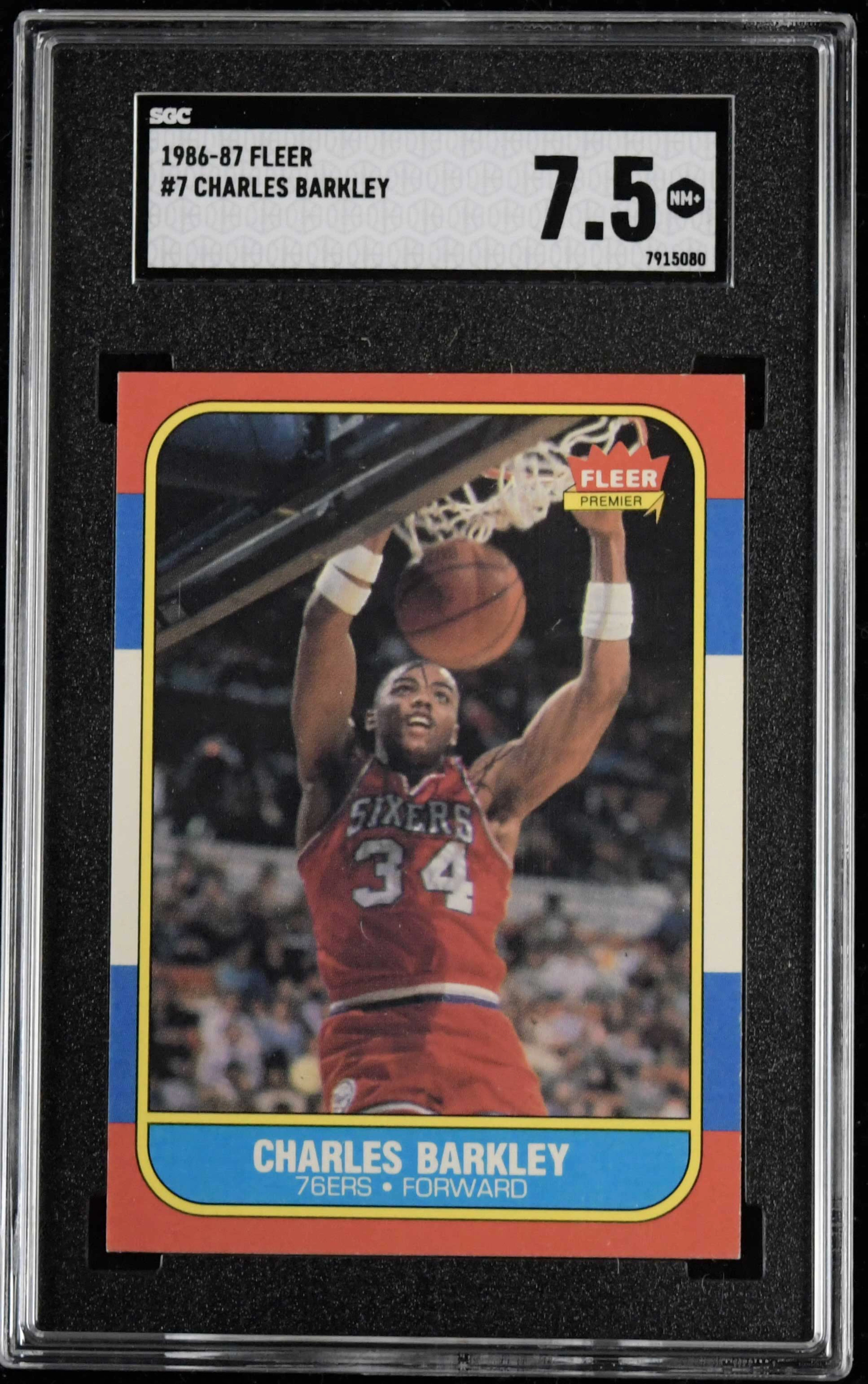 "1986-87 Fleer #7 Charles Barkley RC (SGC 7.5 NM+)