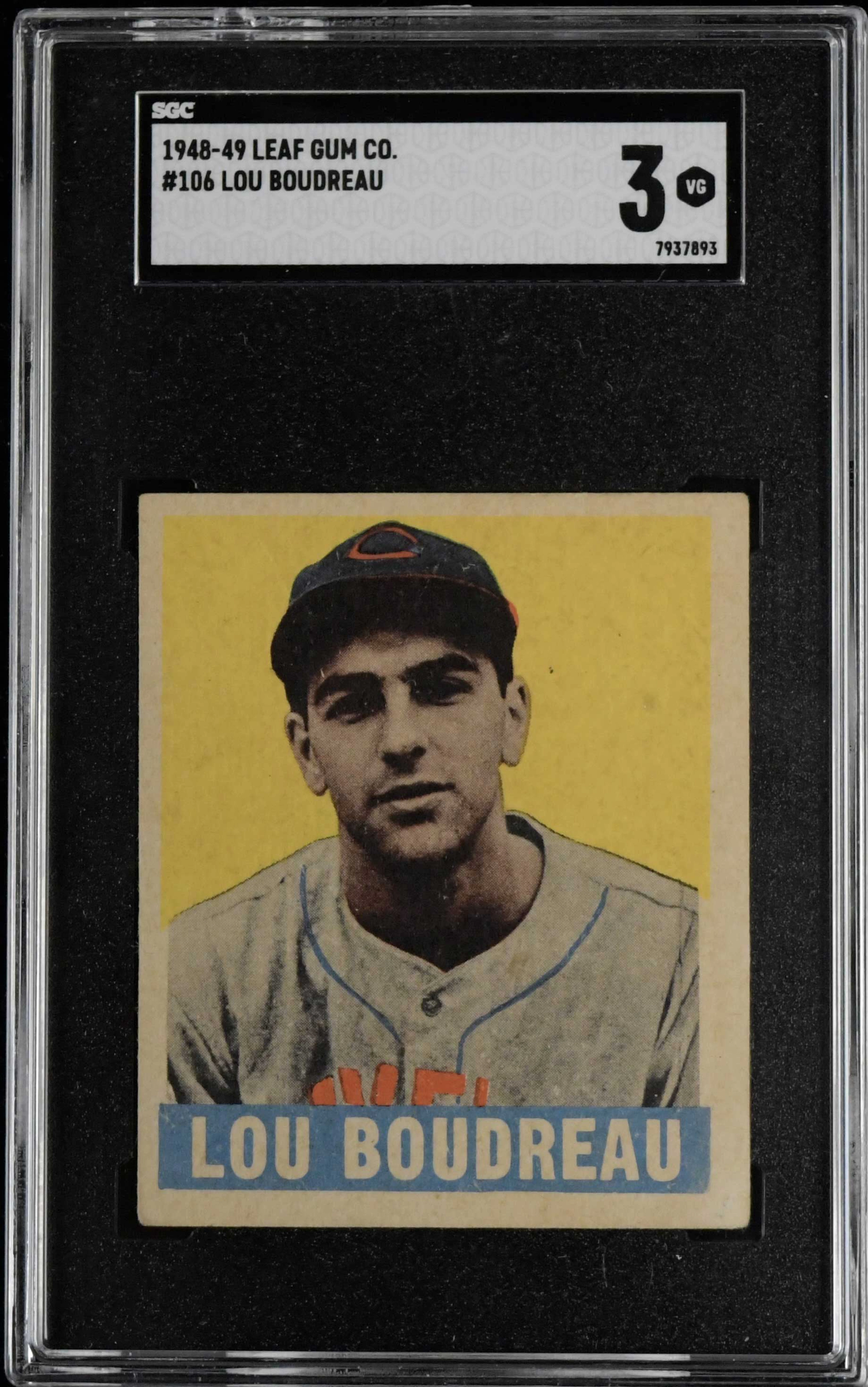 1949 Leaf #106 Lou Boudreau RC (SGC 3 VG)