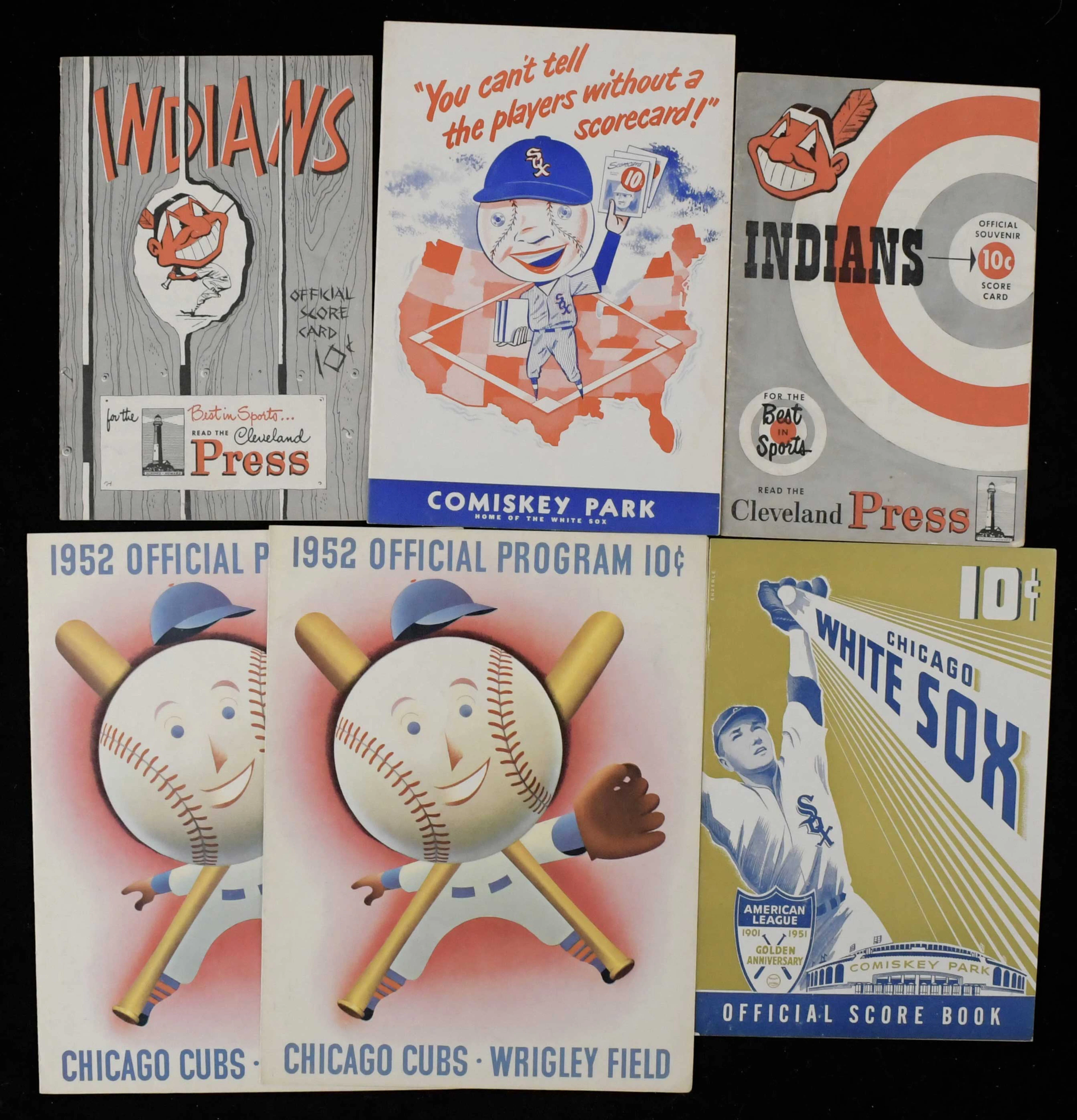 "Lot of (6) baseball programs from 1951-1952 (VG-EX/MT)