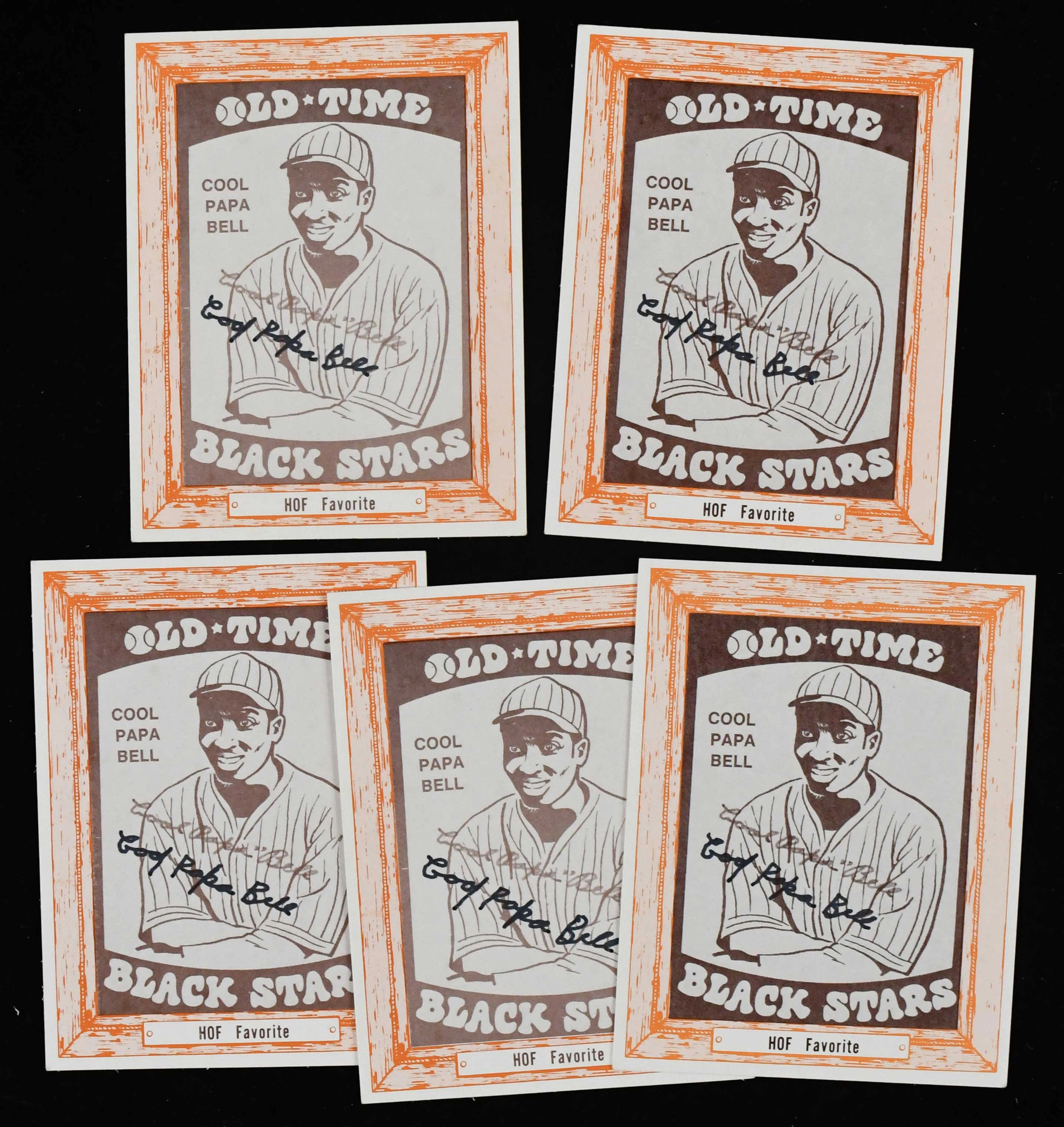 "Lot of (5) Cool Papa Bell autographed 1976 Douglas/Bell cards (Sigs