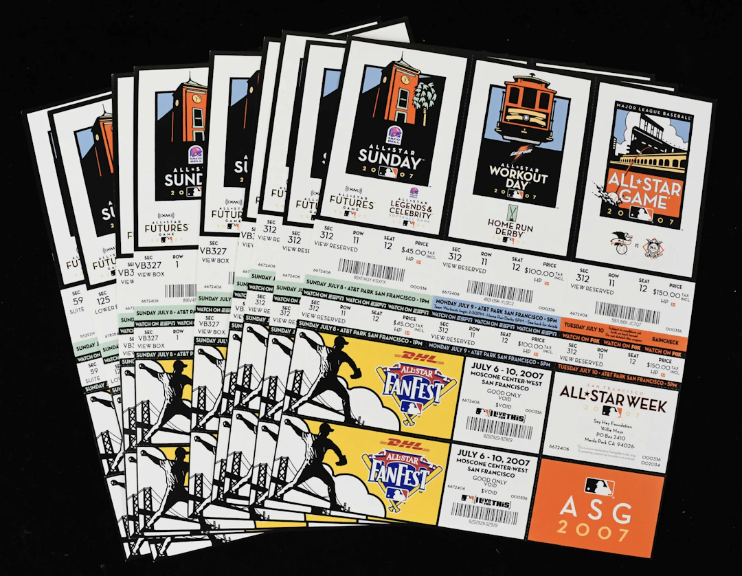 "Lot of (19) 2007 MLB All-Star Game souvenir ticket...
