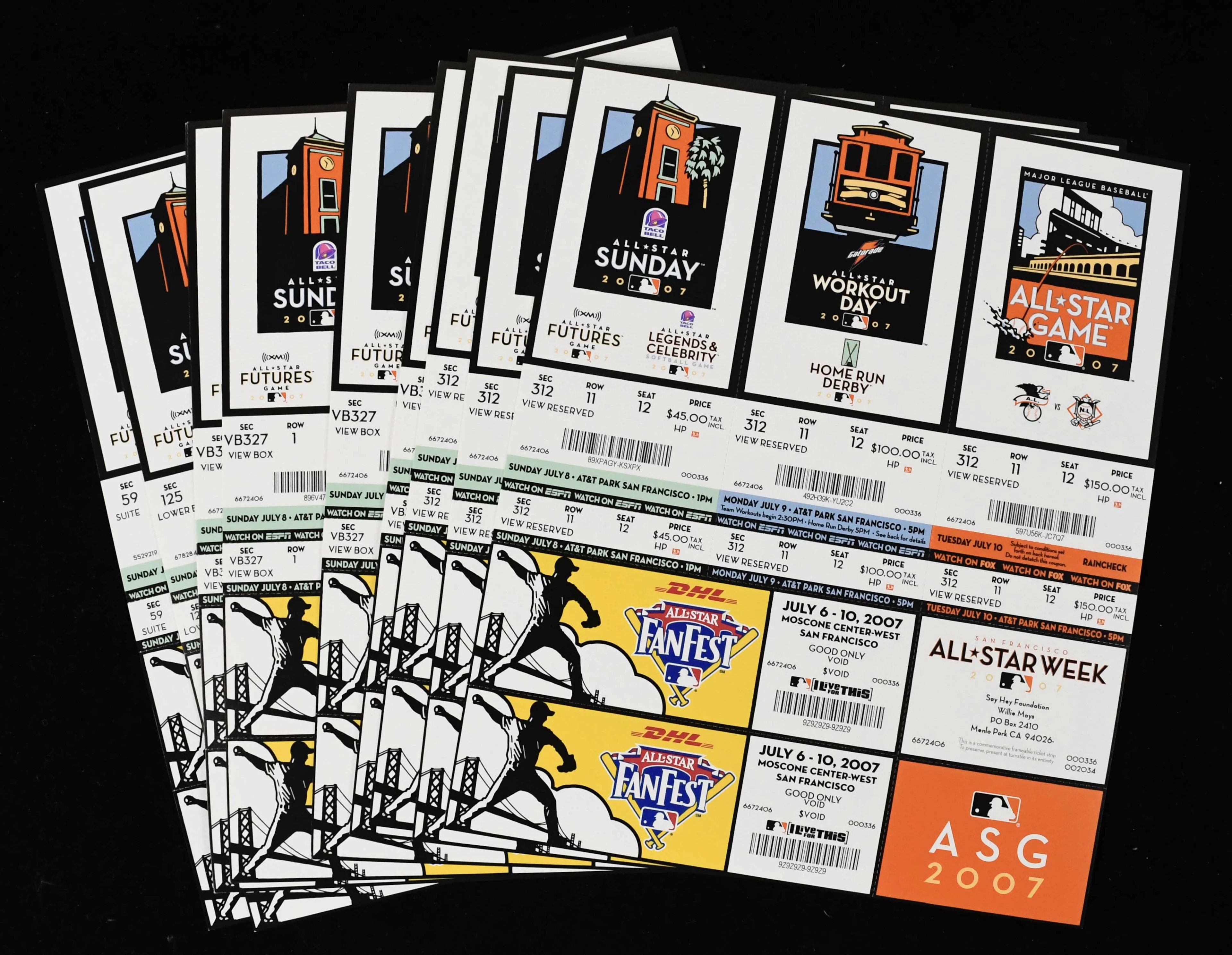 "Lot of (19) 2007 MLB All-Star Game souvenir ticket...