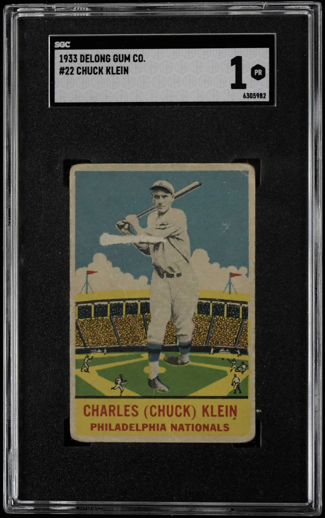 "1933 DeLong #22 Chuck Klein (SGC 1 PR)